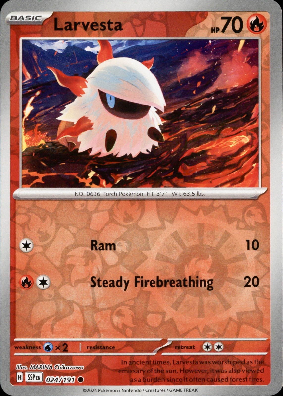 Larvesta – Reverse Holo Common SV08: Surging Sparks 024/191 NM