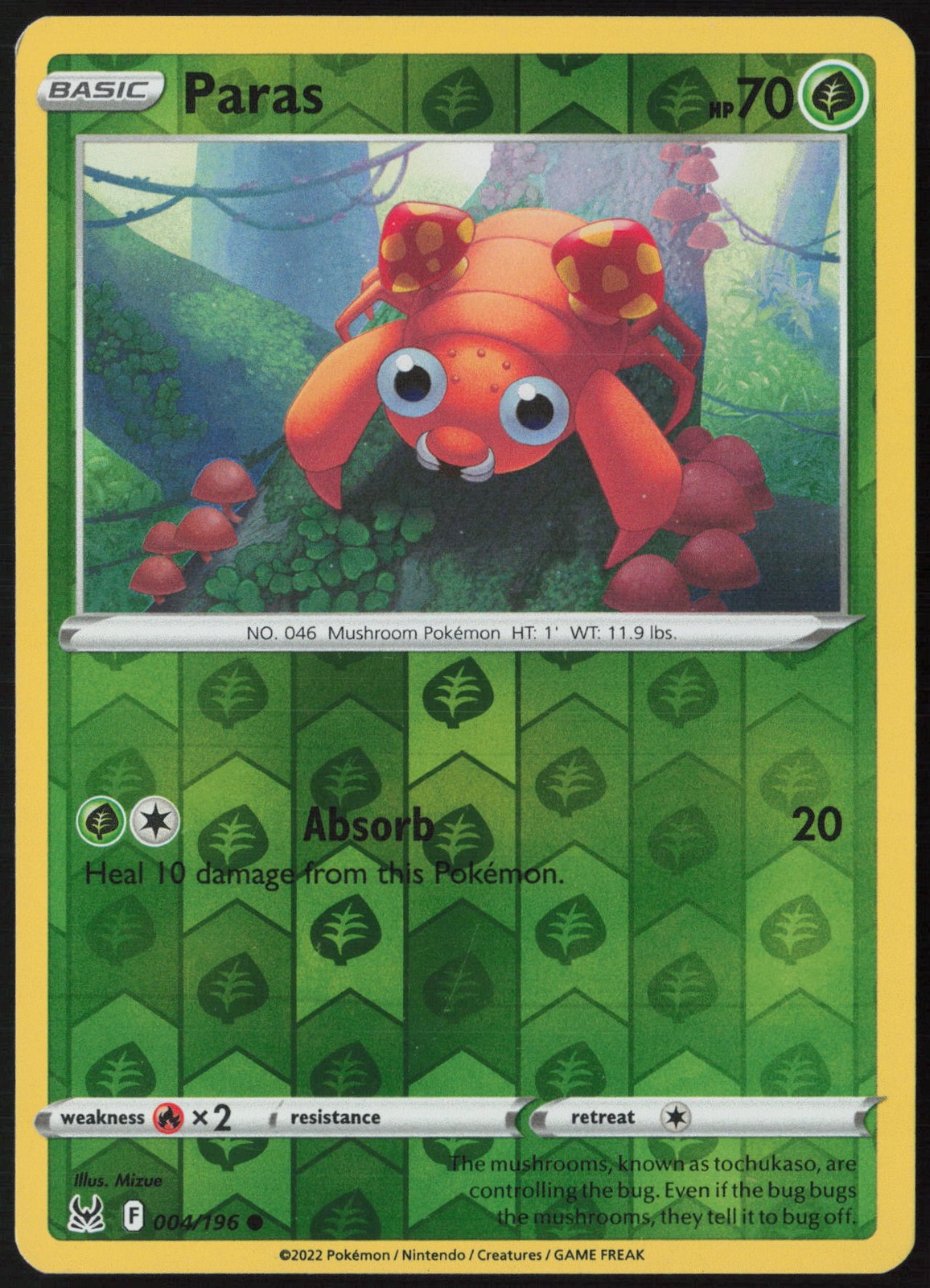 Paras SWSH11: Lost Origin Reverse Holo 004/196