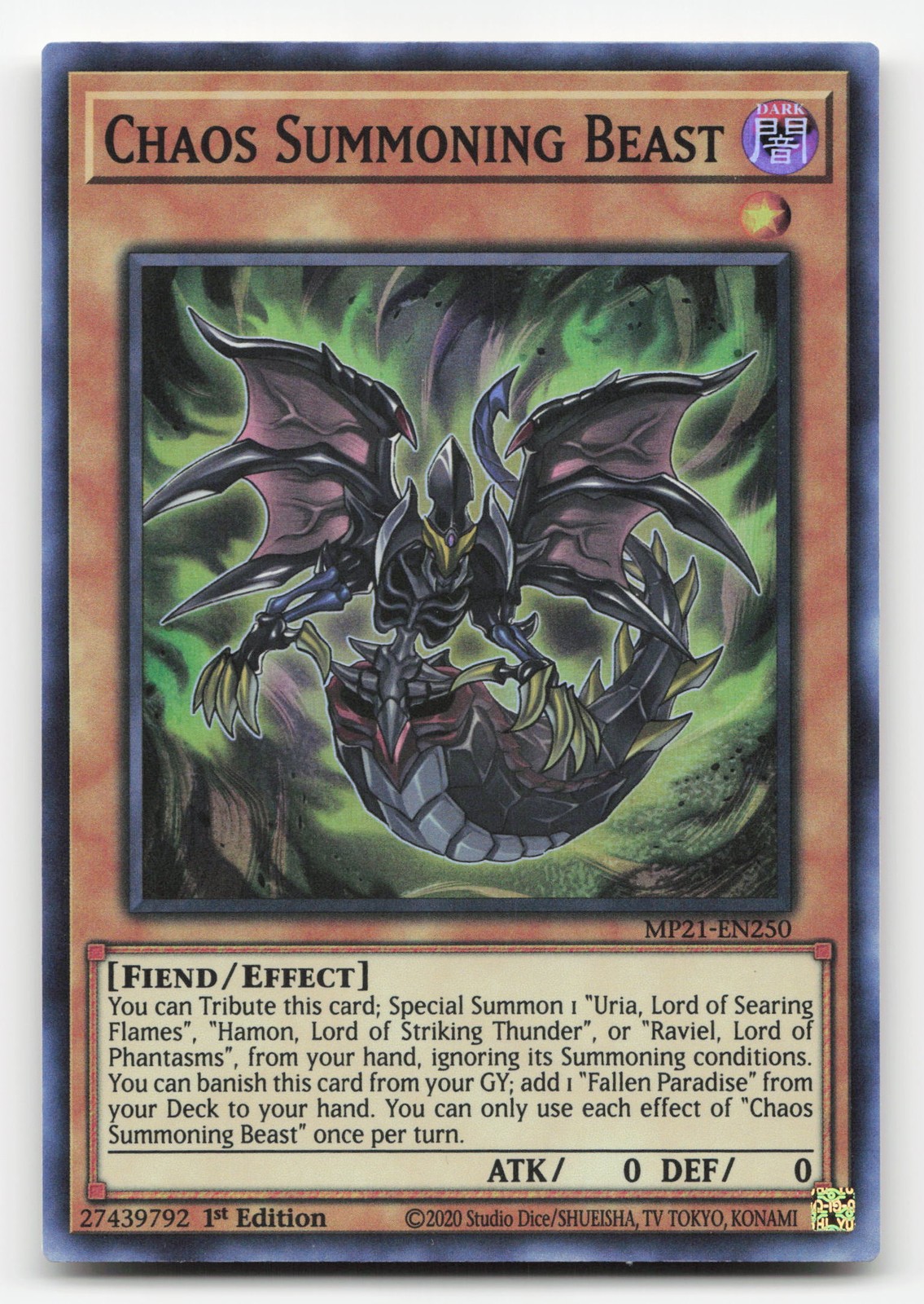 Yugioh Chaos Summoning Beast MP21-EN250 Super Rare 1st Edition NM