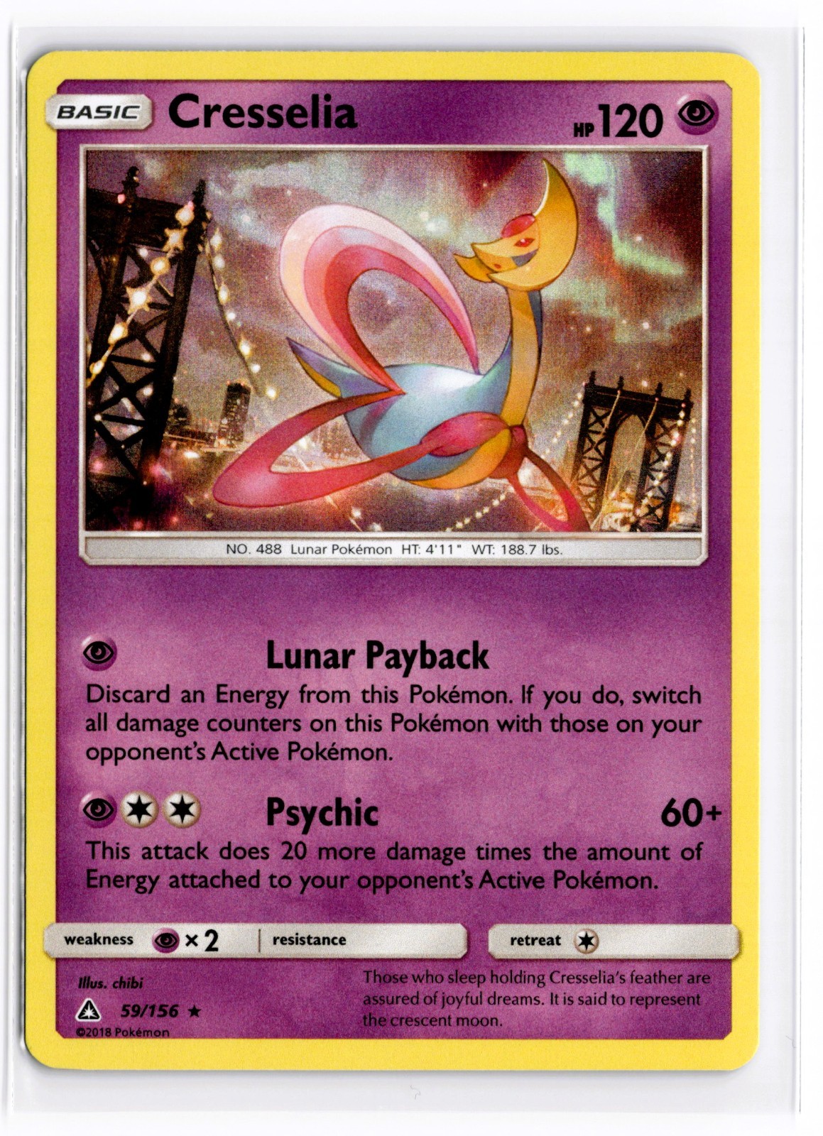 2018 TCG Pokémon #59 Cresselia 59/156 Holo Ultra Prism