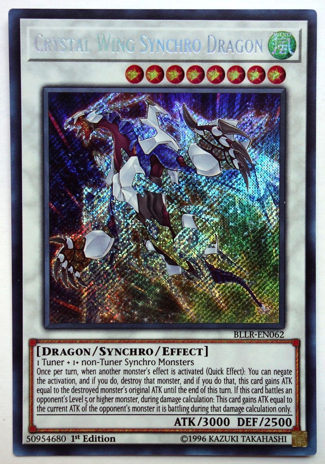 *** CRYSTAL WING SYNCHRO DRAGON *** SECRET RARE BLLR-EN062 YUGIOH!