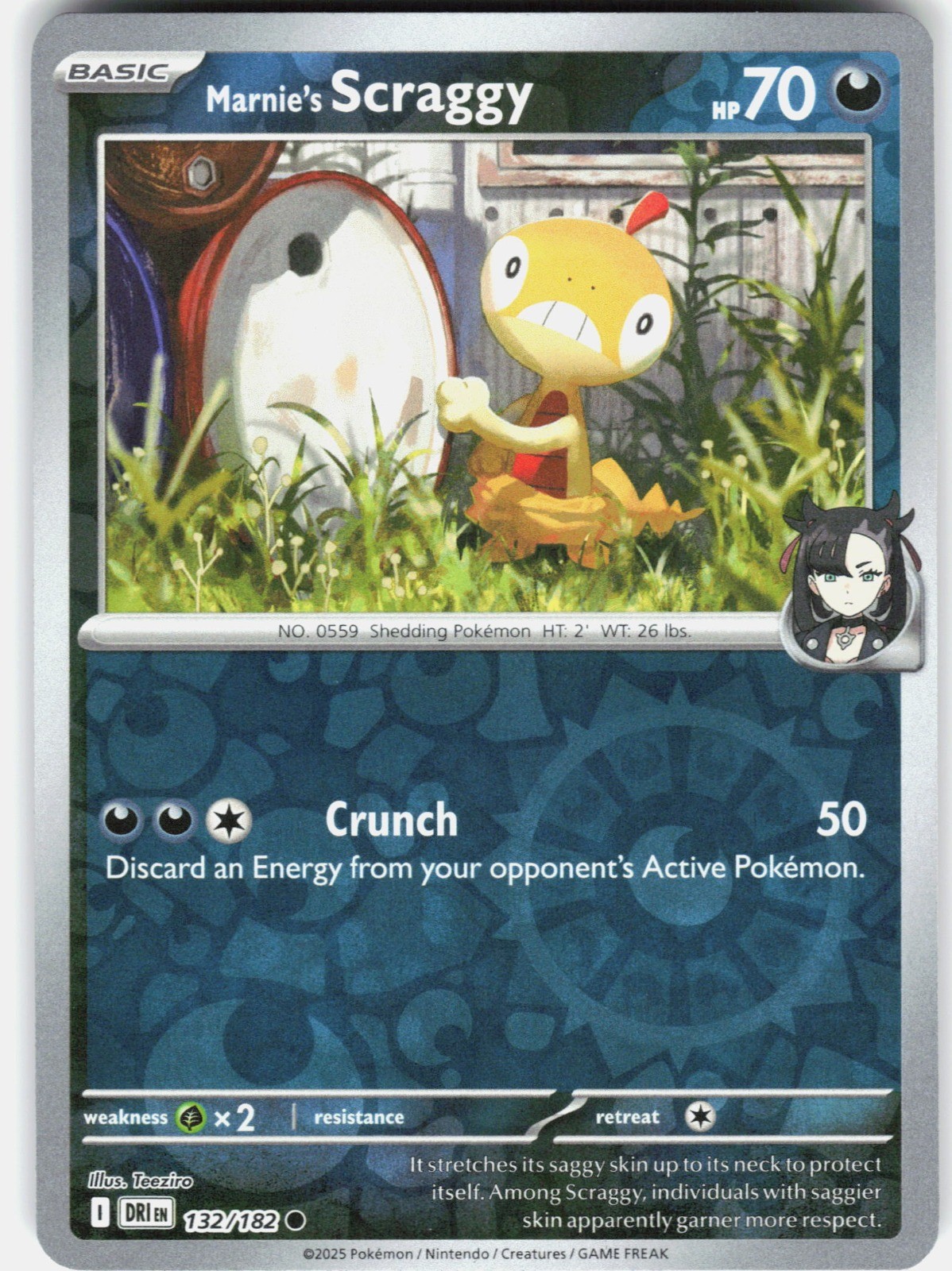 Marnie’s Scraggy Reverse Holo SV10: Destined Rivals 132/182 NM PLANETA Mochizuki