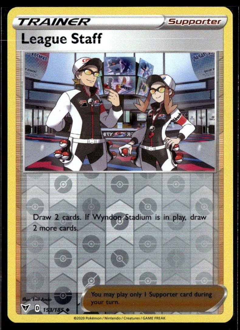 League Staff 153/185 Uncommon Vivid Voltage Pokemon Reverse Holo Lightly Played