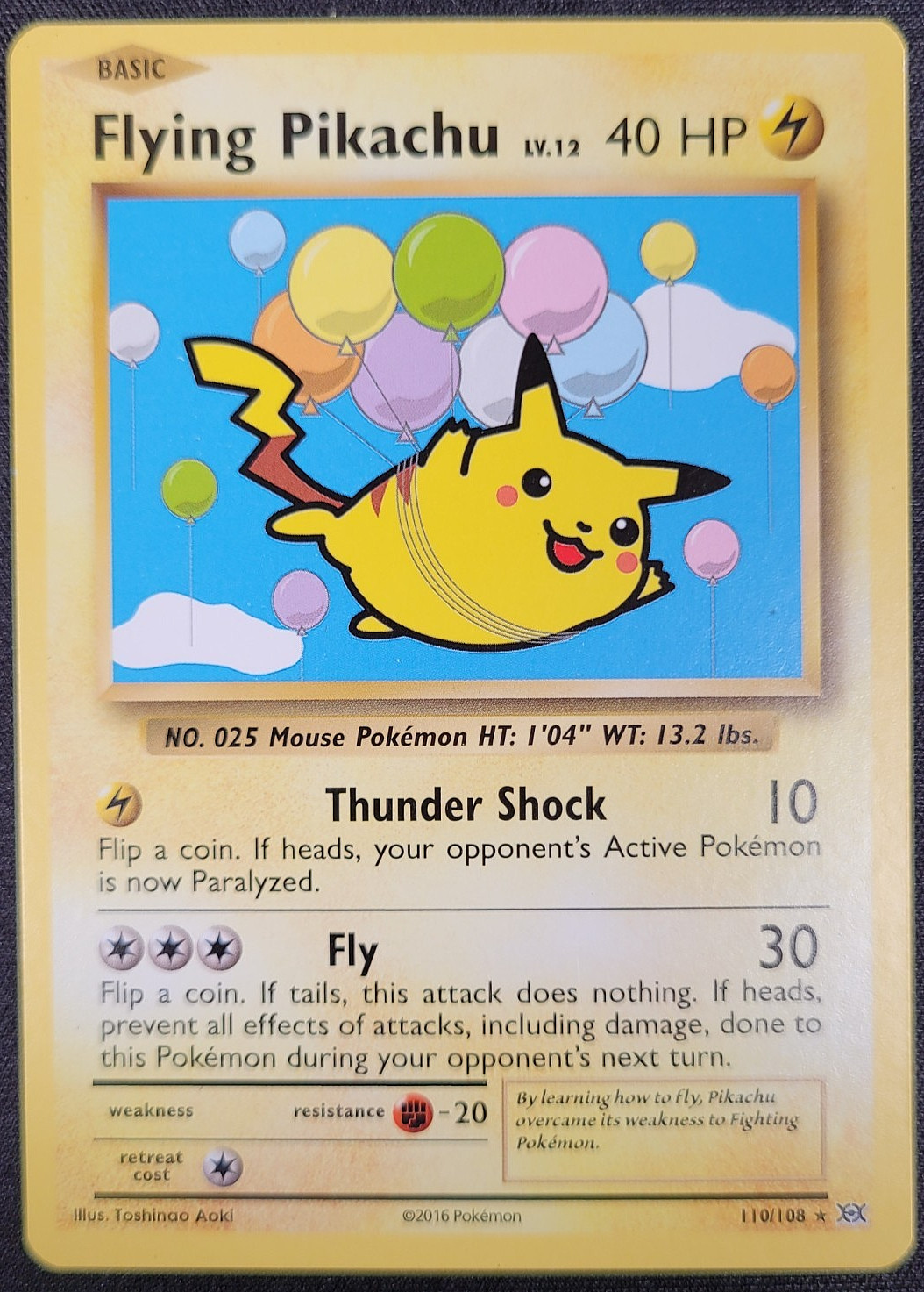 Flying Pikachu (Secret Rare) Pokemon: XY – Evolutions 110/108