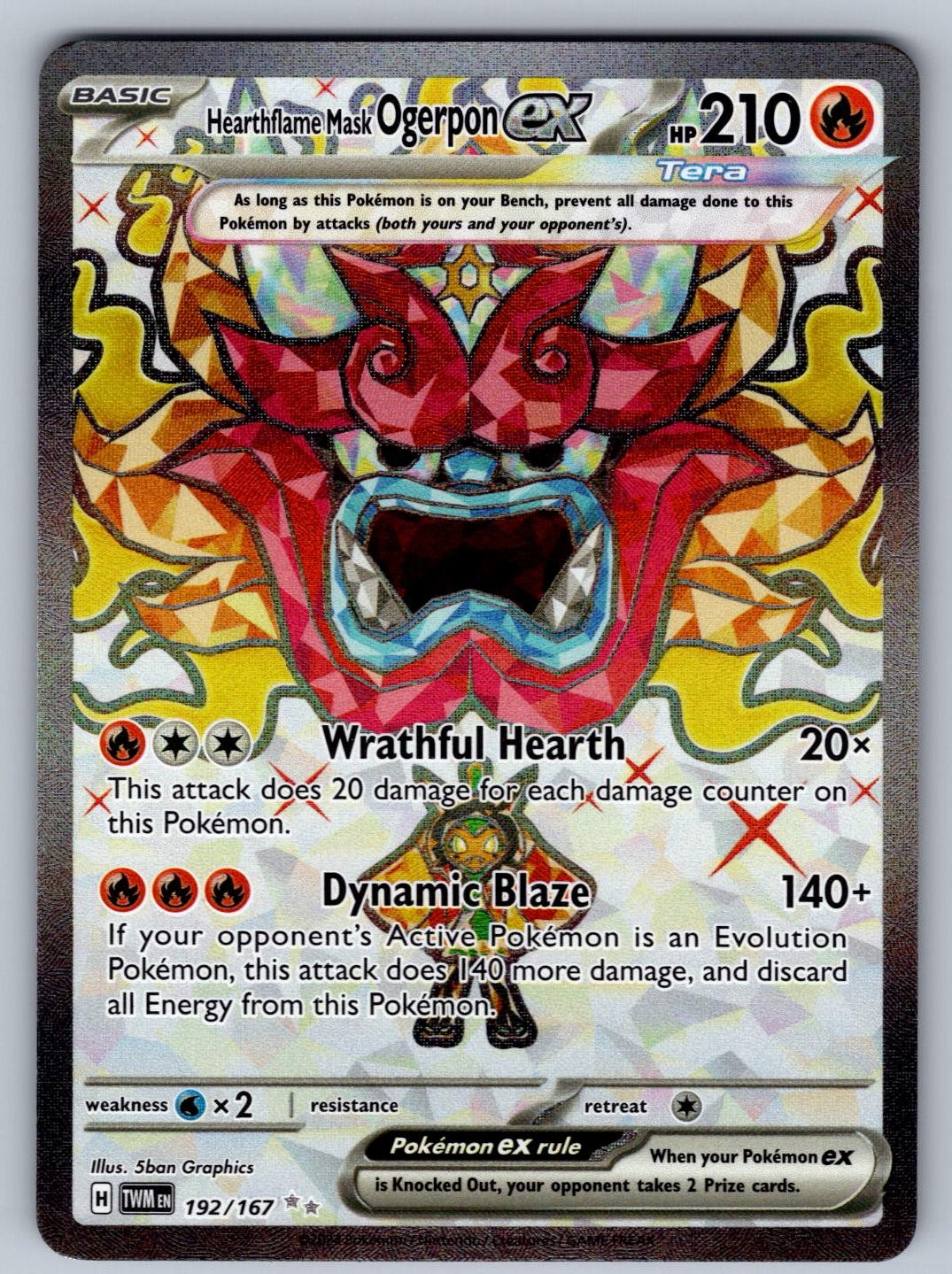 Hearthflame Mask Ogerpon ex 192/167 Ultra Rare Twilight Masquerade Near Mint