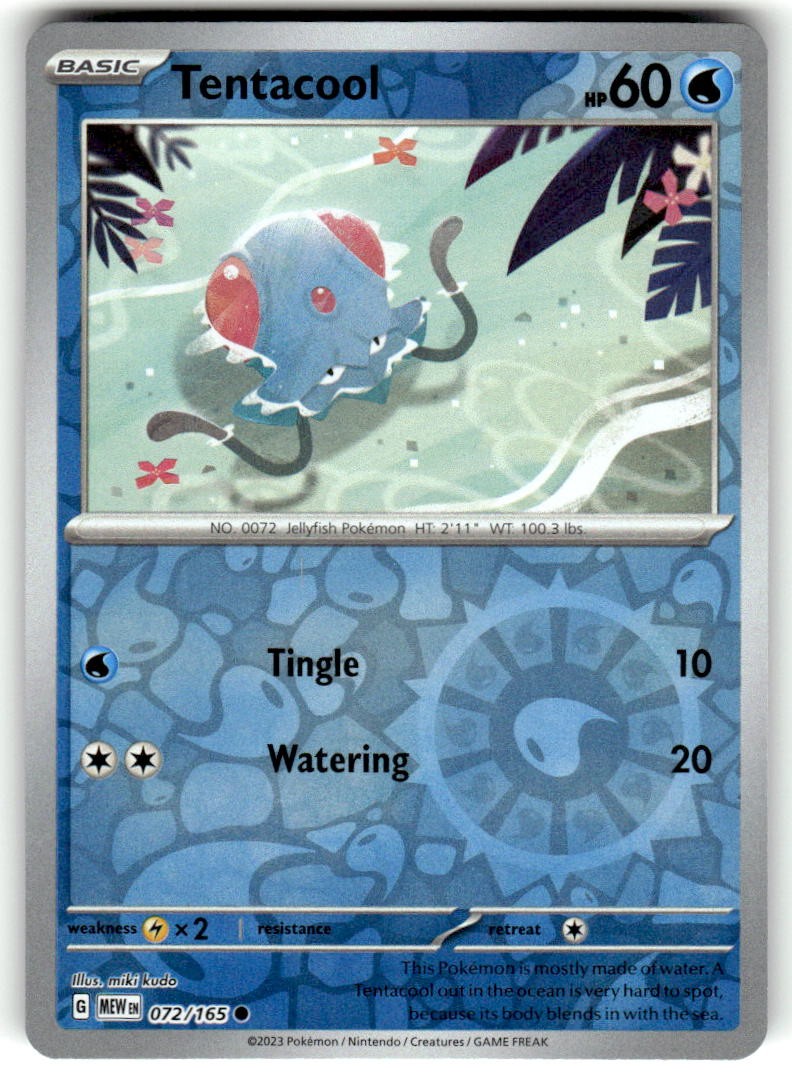 Tentacool Reverse Holo Common SV: Scarlet & Violet 151 072/165 NM