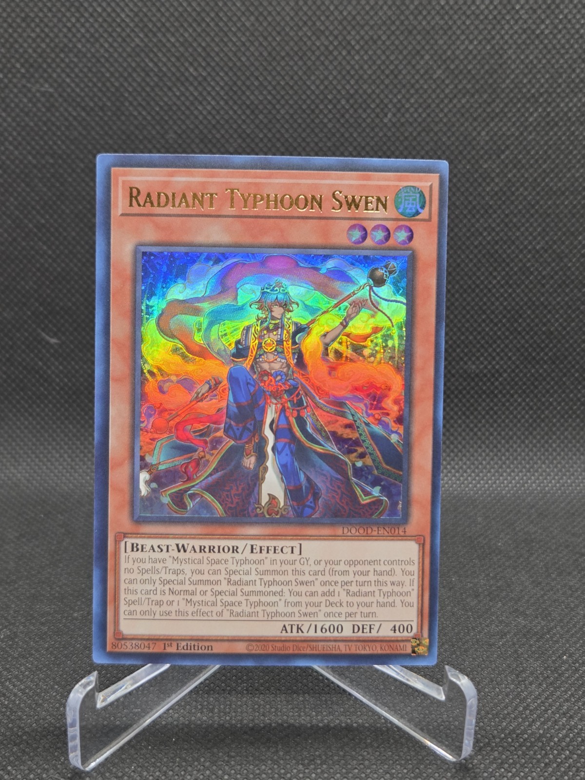 Yu-Gi-Oh! Radiant Typhoon Swen Doom of Dimensions Effect Holo 1st Ed Wind