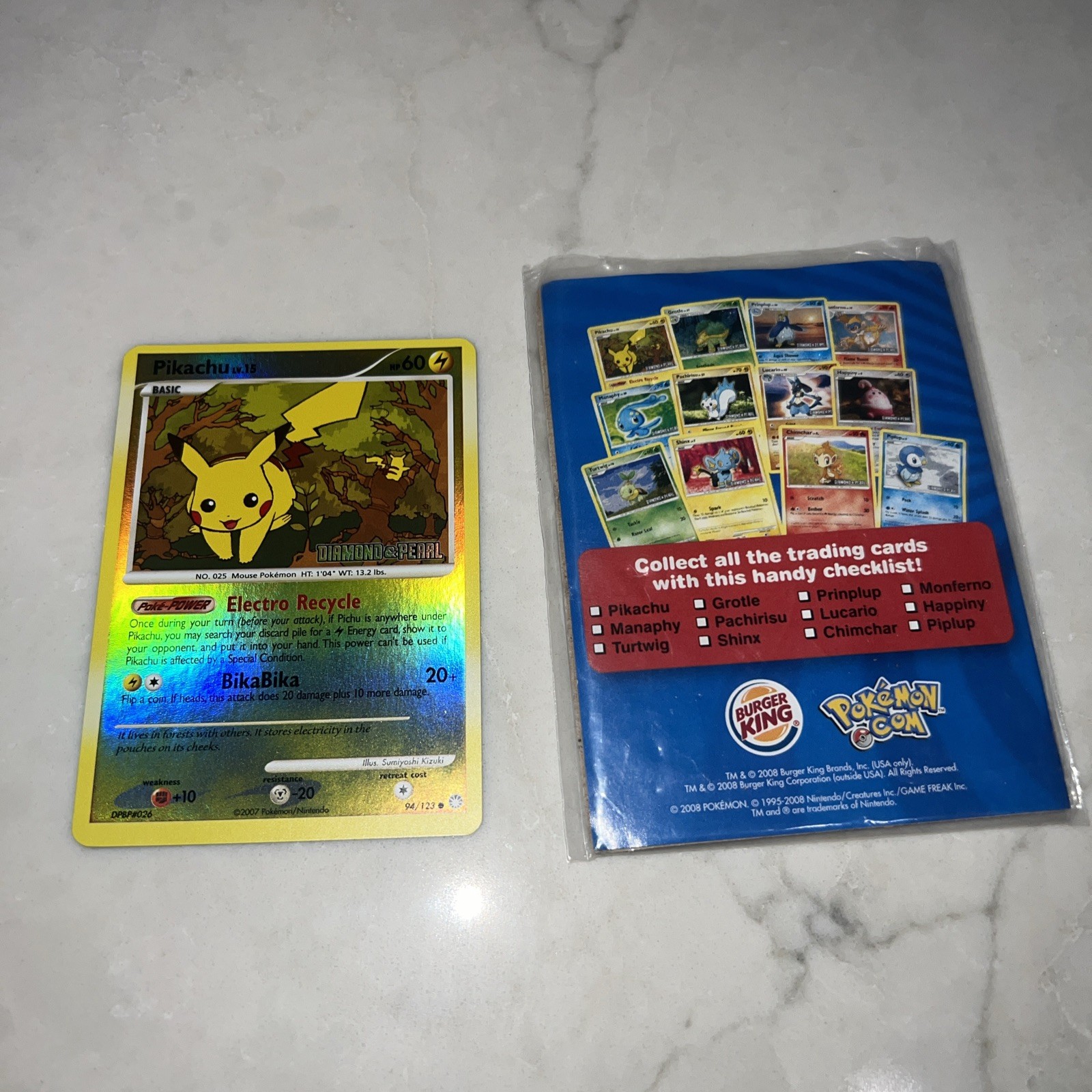 Pokémon Pikachu 94/123 Diamond and Pearl Burger King Stamped Reverse Holo