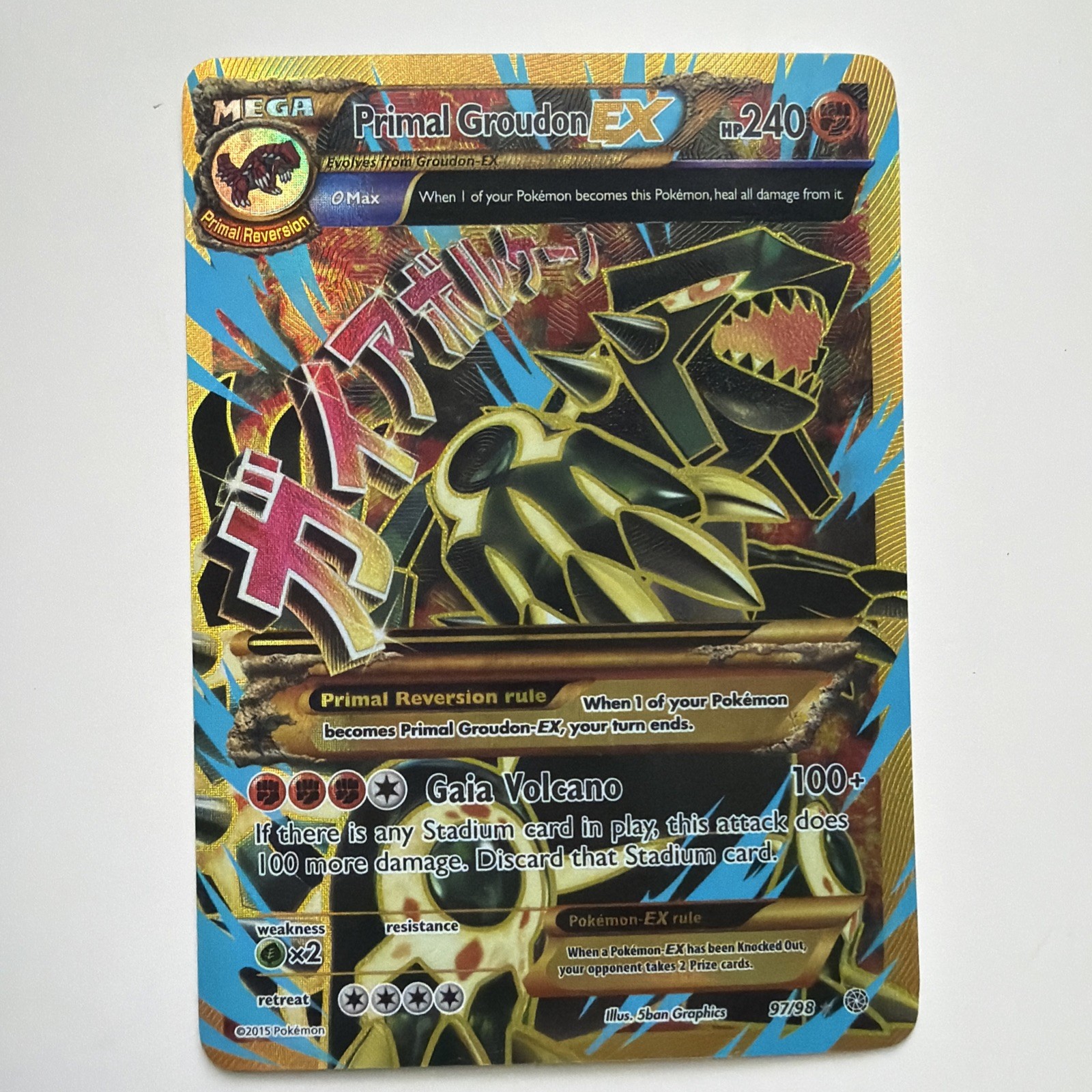 Pokemon Primal Groudon EX (Shiny Full Art) 97/98 XY – Ancient Origins Holo