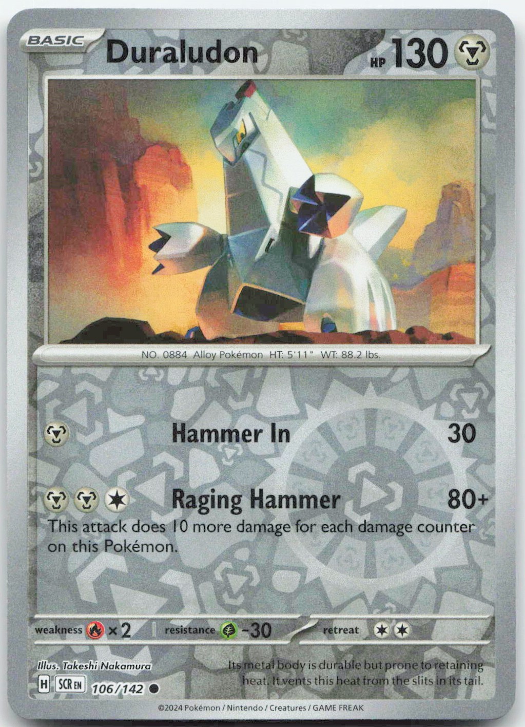 Pokemon Duraludon Stellar Crown SCR #106/142 Common Reverse Holo NM $SALE$!