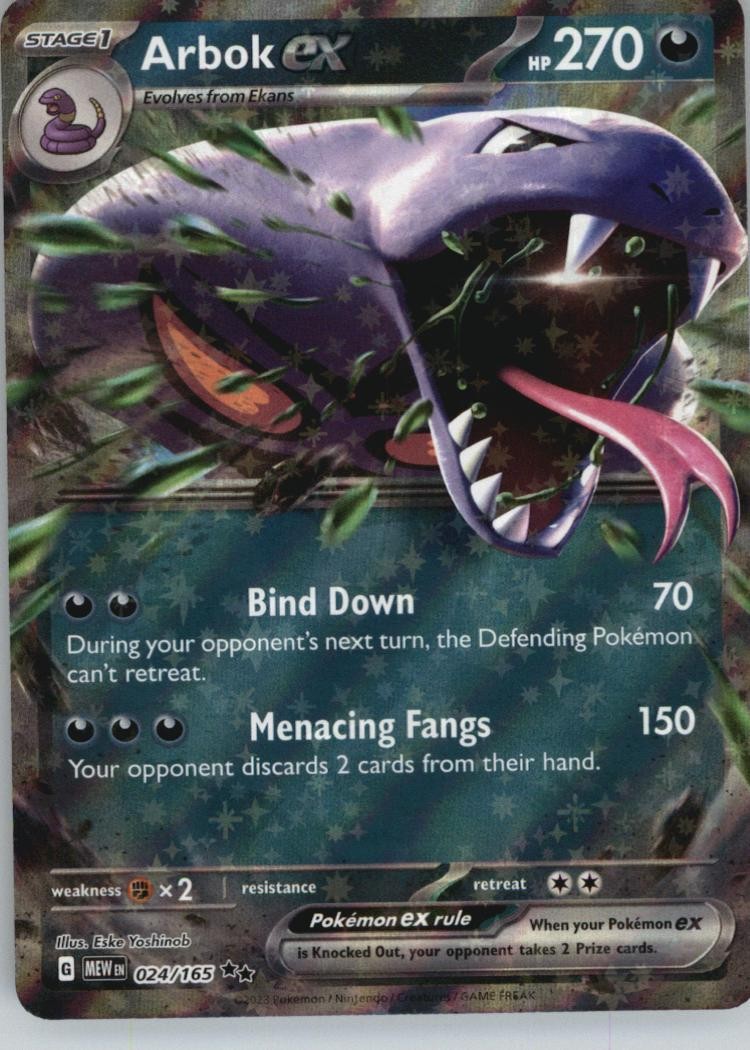 Arbok ex 024/165 Double Rare 151 Pokemon Near Mint