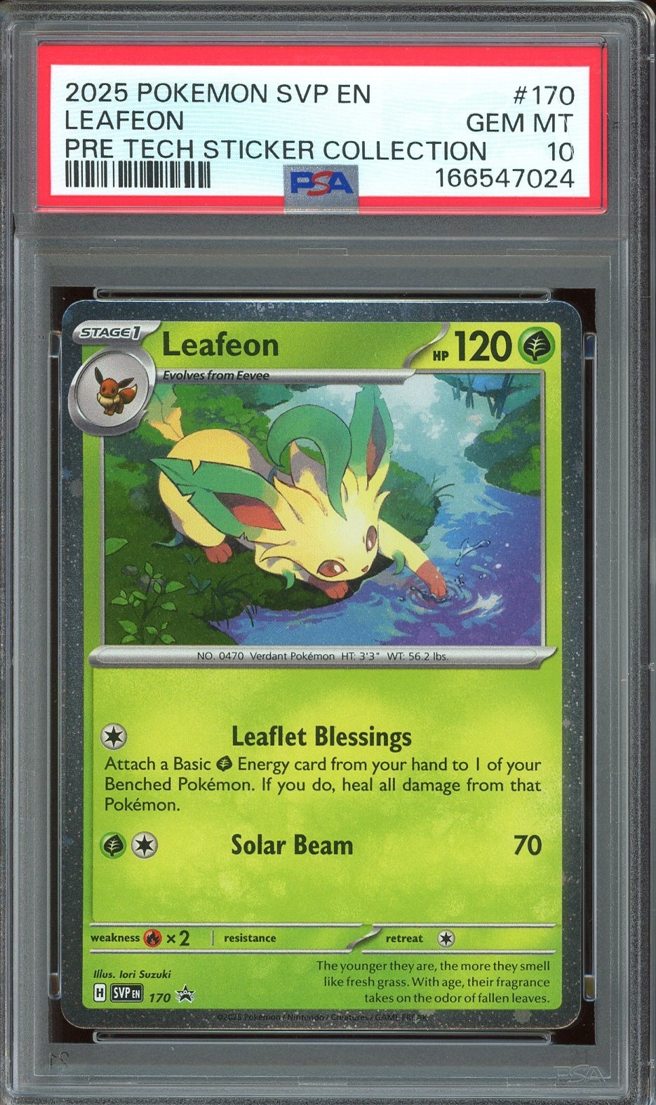 2025 Pokemon Prismatic Evolutions Tech Sticker Collection #170 Leafeon PSA 10