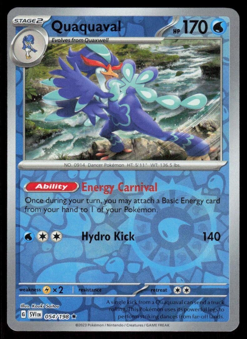 Pokemon – Quaquaval – 054/198 – Reverse Holo Rare – Scarlet & Violet Base -NM/M