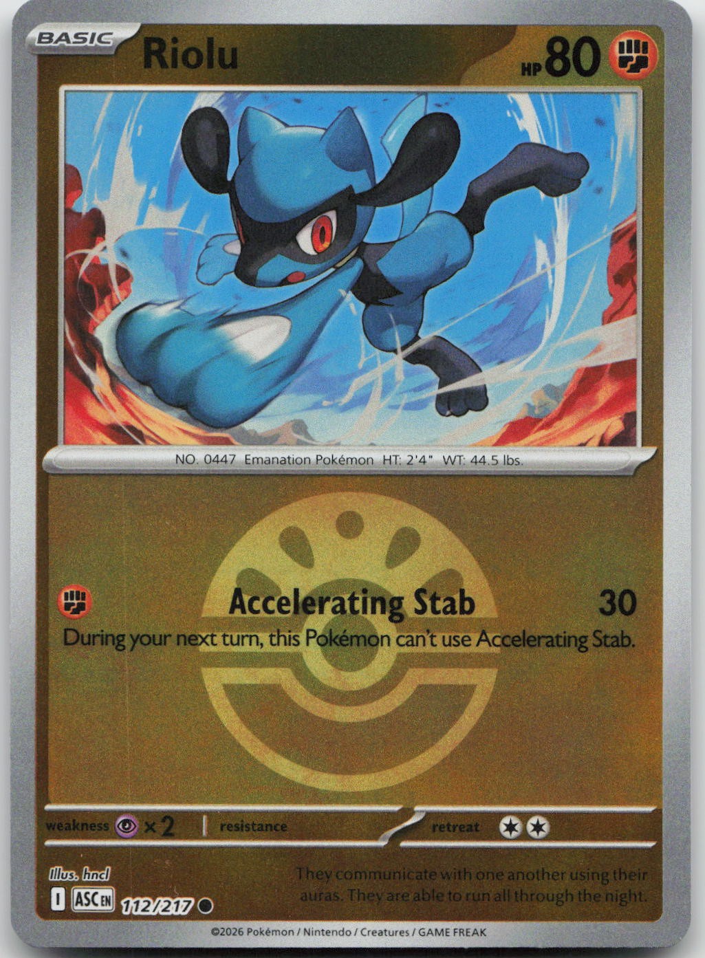 Riolu (Friend Ball) C Ascended Heroes Reverse Holo Pokemon NM hncl