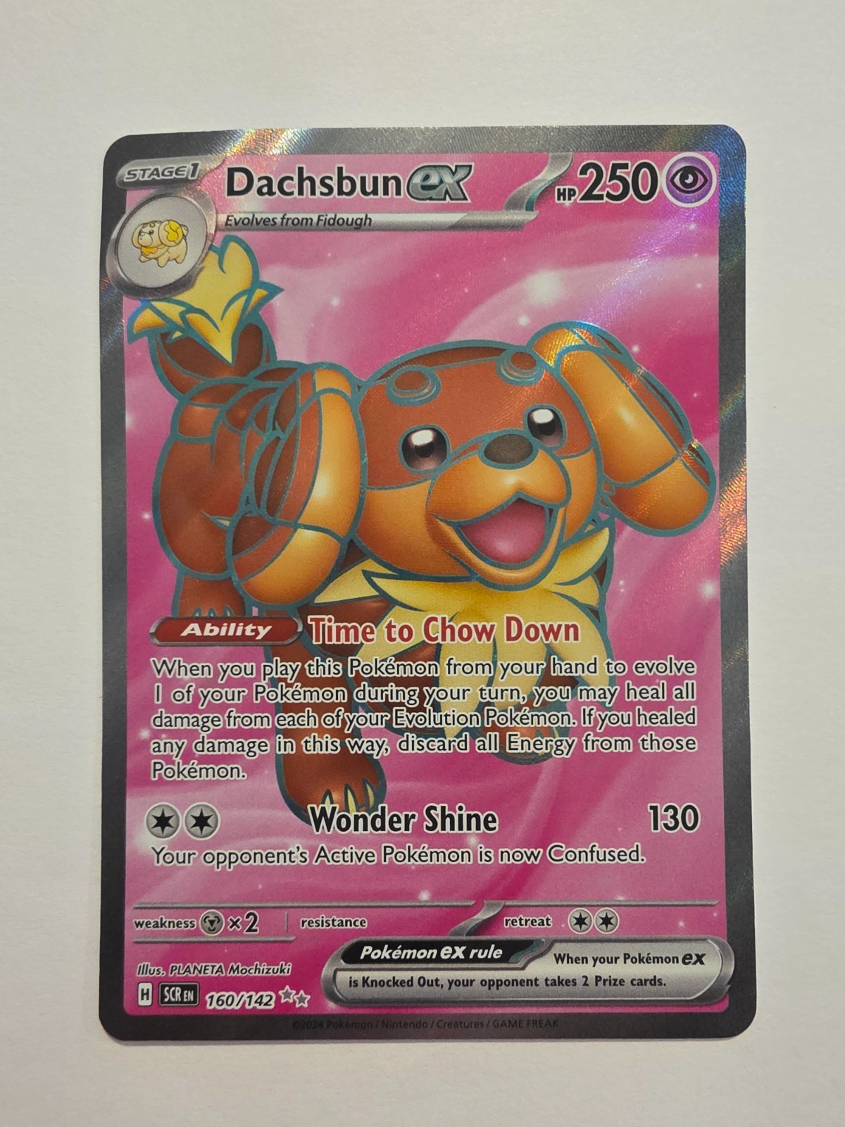 Pokémon Stellar Crown Dachsbun EX Card 160/142 Full Art