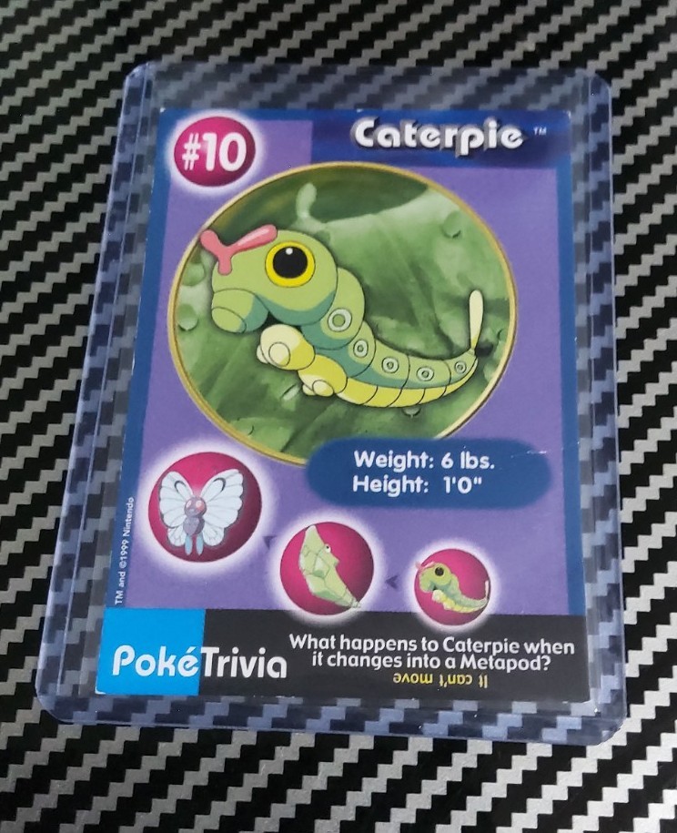 MP/LP Caterpie Non-Perforated #10 Pokemon Burger King Poketrivia Original 1999