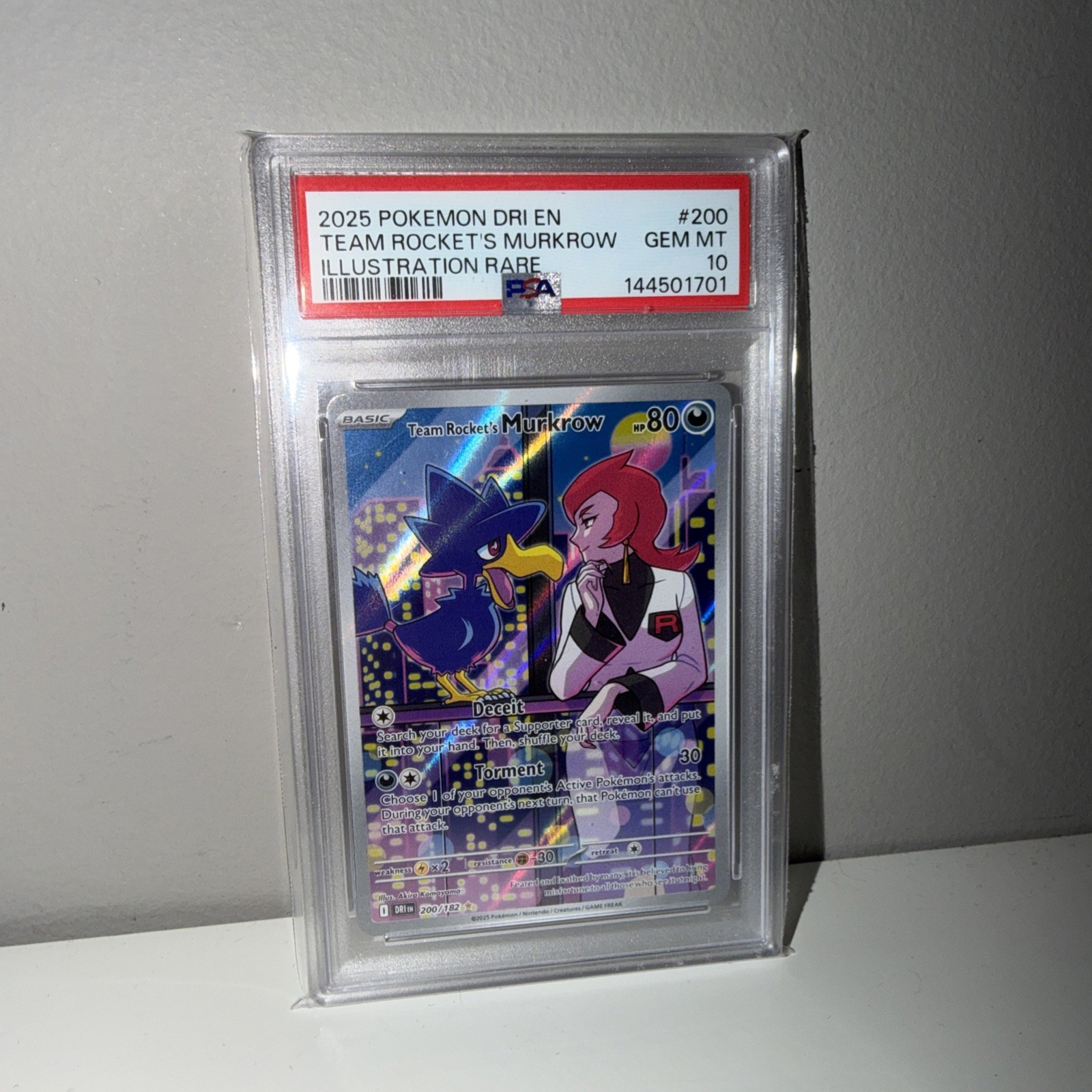 2025 Pokemon Destined Rivals Team Rocket’s Murkrow Illustration Rare PSA 10 #200