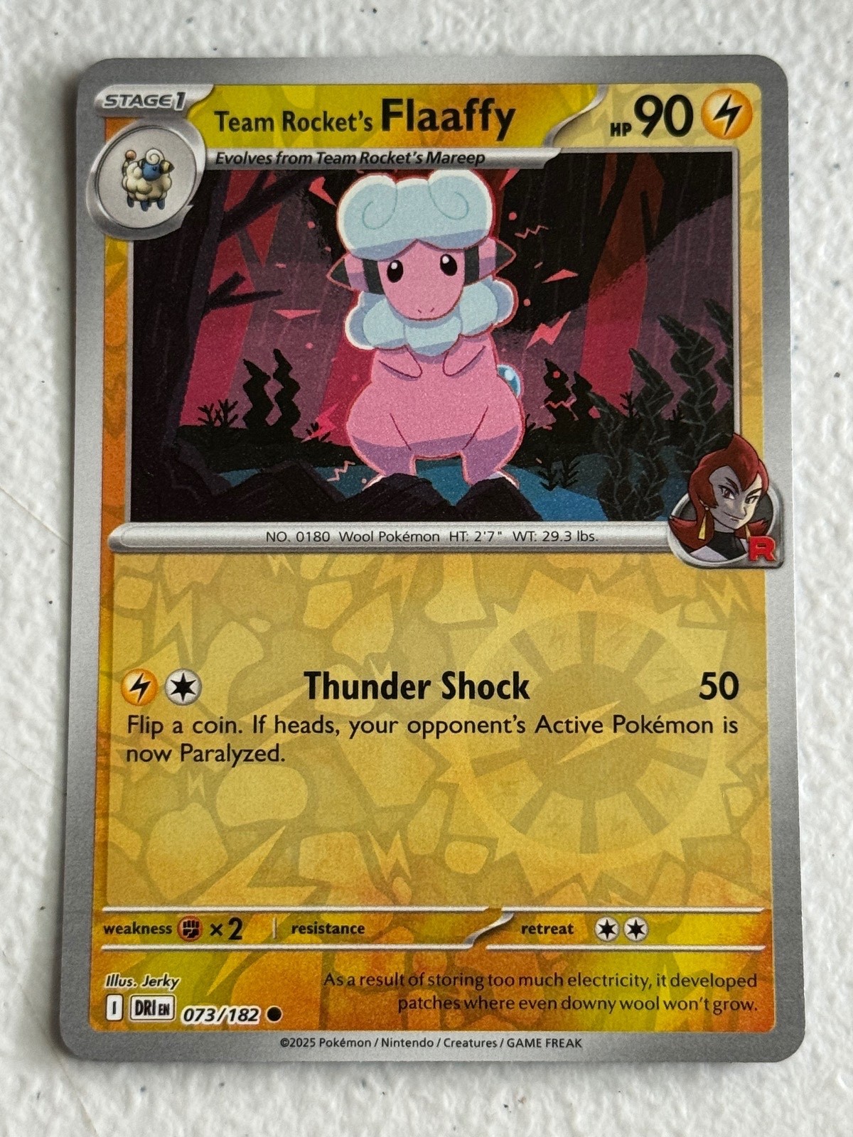 Team Rocket’s Flaaffy 073/182 Reverse Holo C Destined Rivals