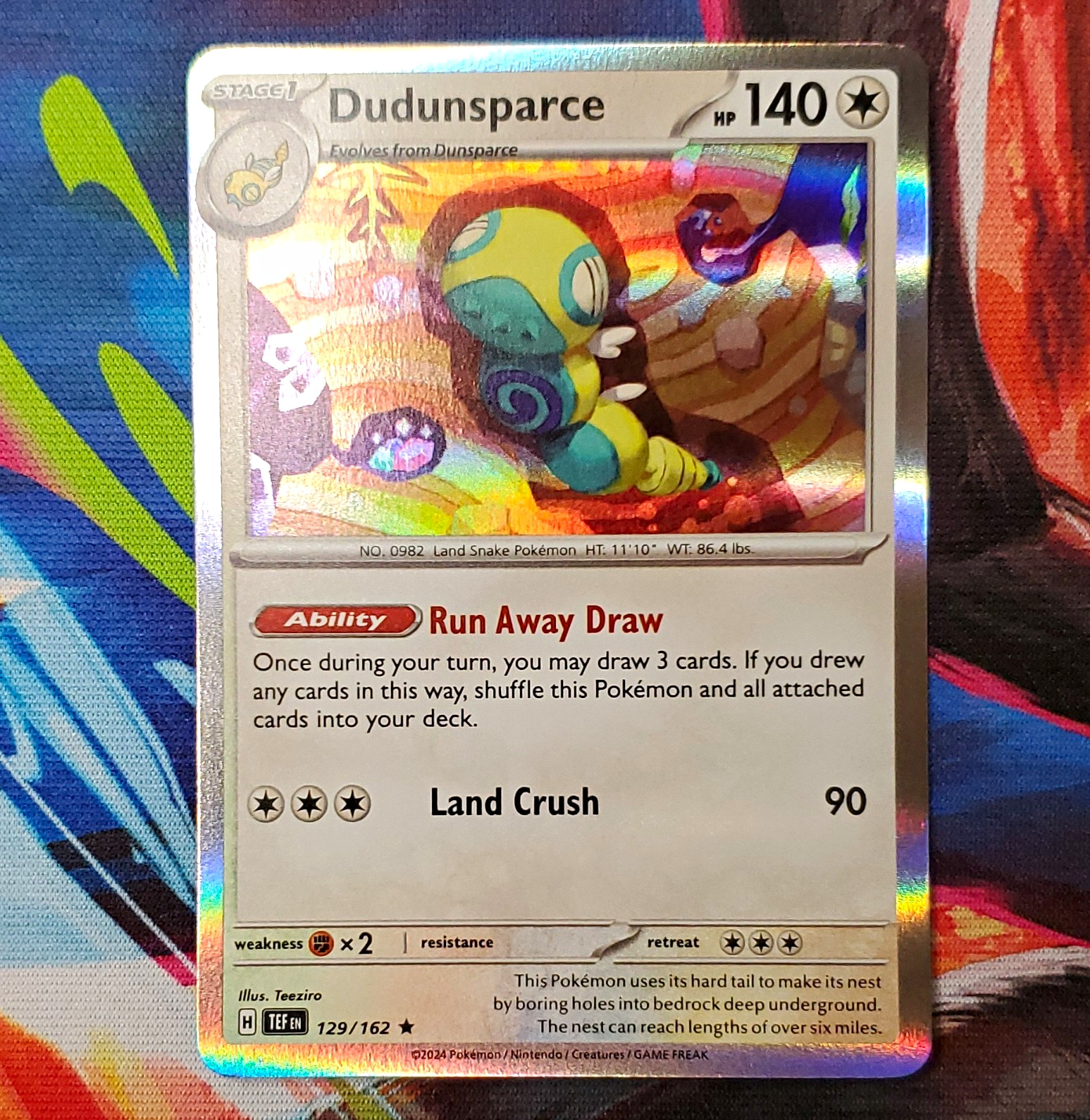Pokemon TCG SV05 Temporal Forces Dudunsparce 129/162 Holo Rare English
