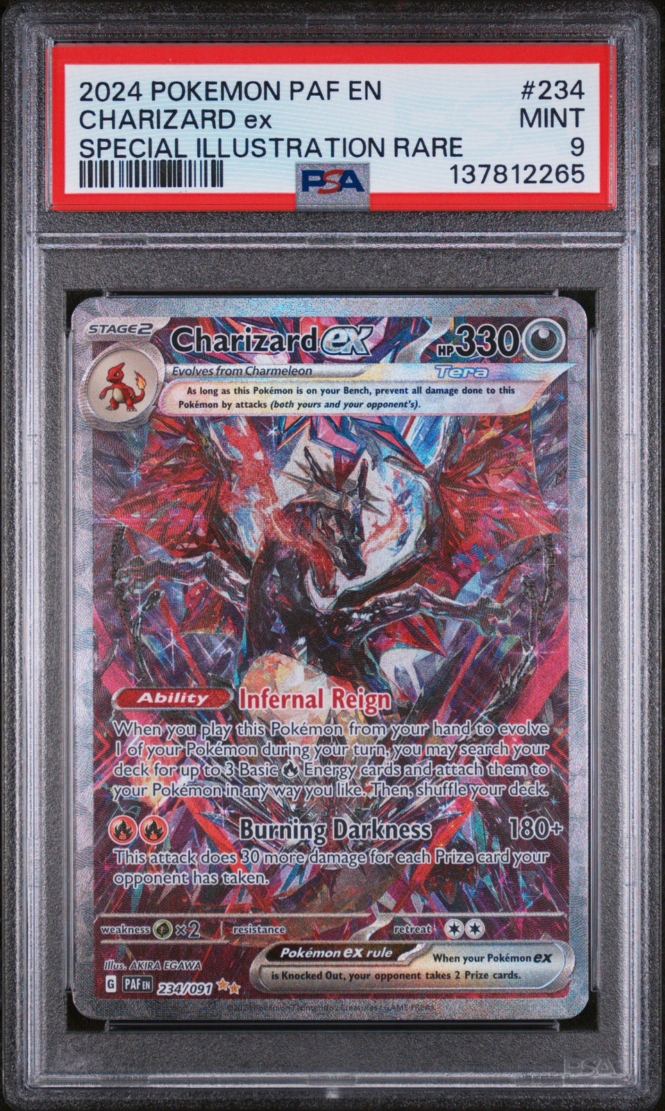 2025 POKEMON PALDEAN FATES #234/091 CHARIZARD EX SIR PSA 9