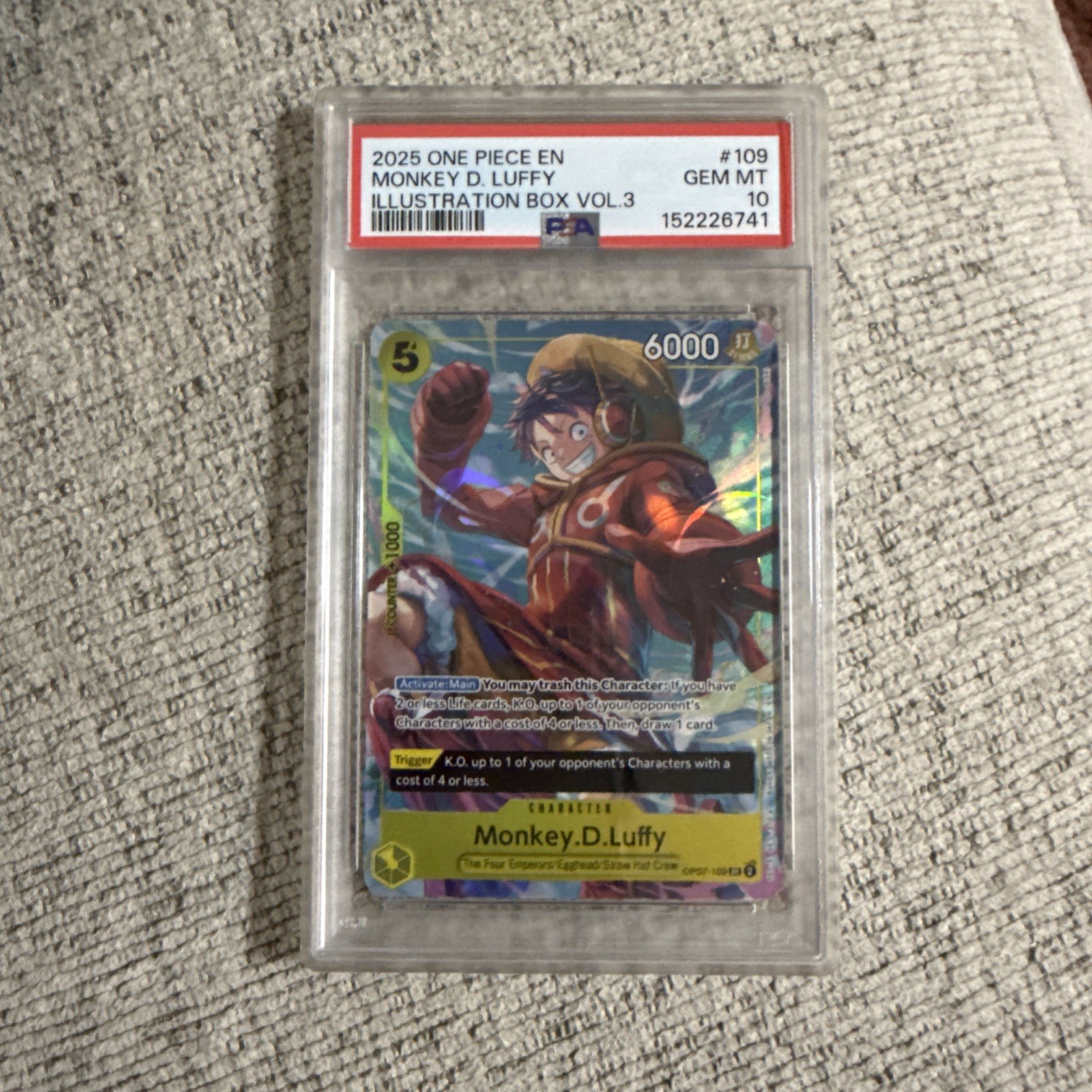 MONKEY D. LUFFY 109 ILLUSTRATION BOX VOL.3 ONE PIECE PROMO ONE PIECE PSA 10