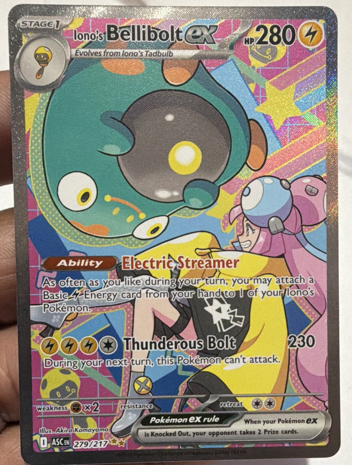 Pokemon Iono’s Bellibolt ex 279/217 Ascended Heroes Pokemon Holo NM