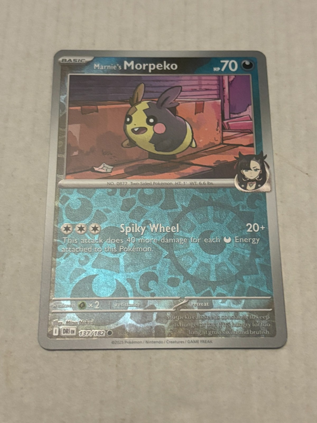 2025 Pokemon Marnie’s Morpeko Holo Card 137/182