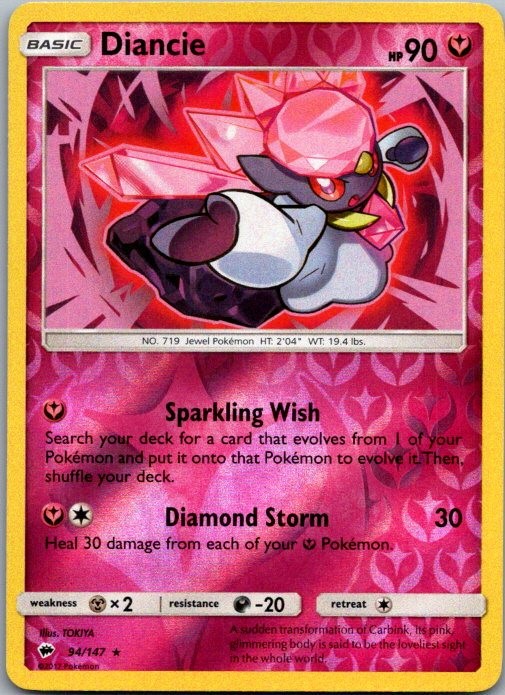 Diancie Reverse Holo Holo Rare SM – Burning Shadows 94/147 NM