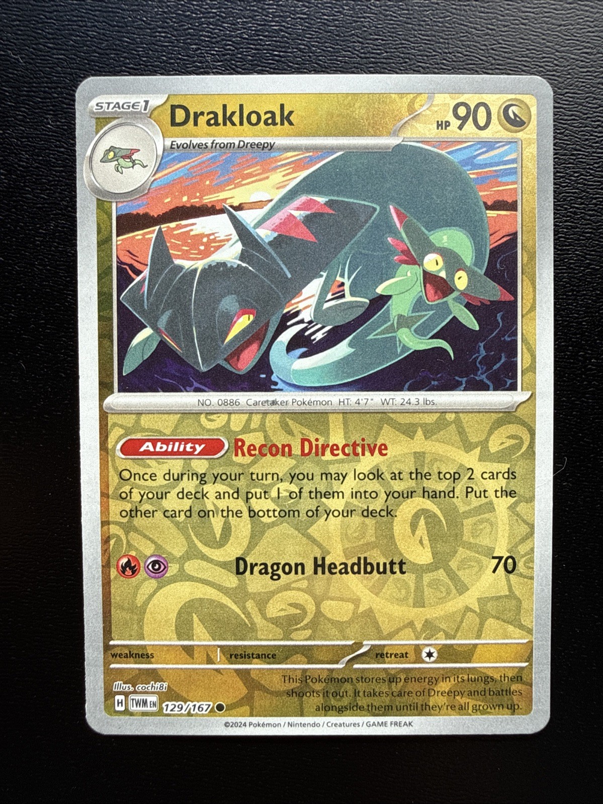 FREE SHIPPING Drakloak 129/167 Sv06: Twilight Masquerade Reverse Holo
