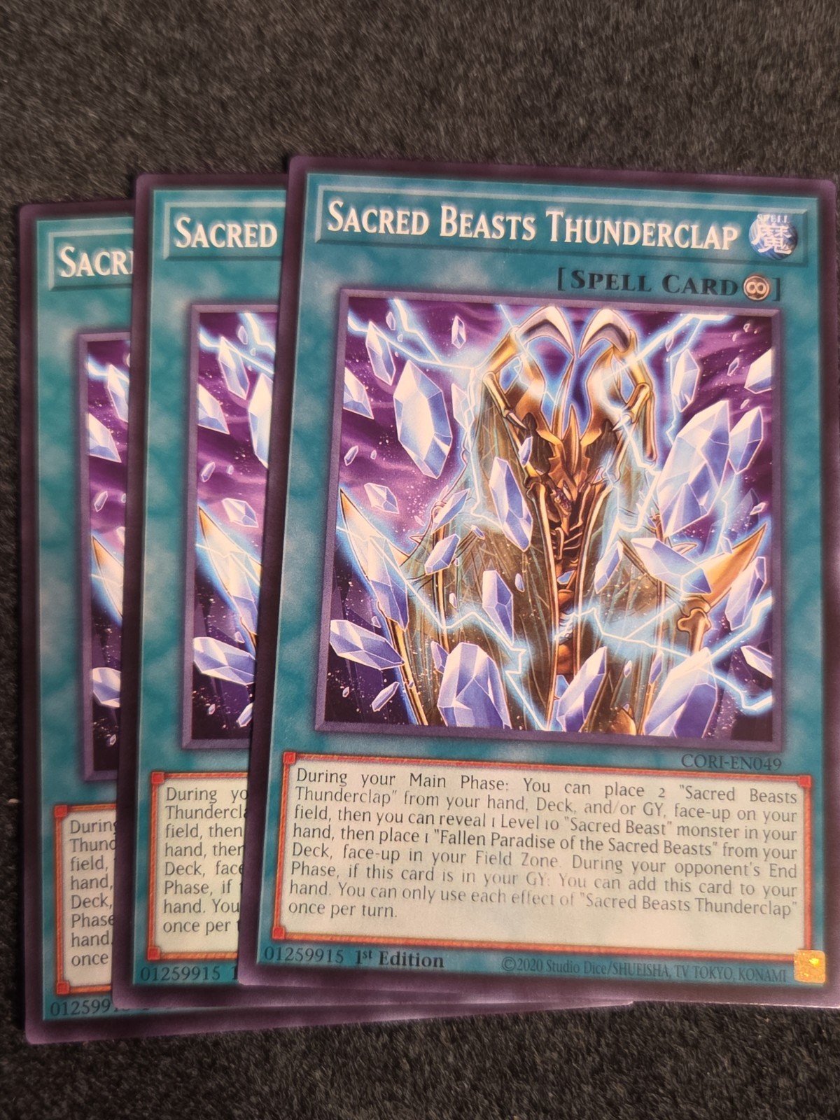 Yugioh! 3x Sacred Beasts Thunderclap CORI-EN049 Common 1st Ed NM