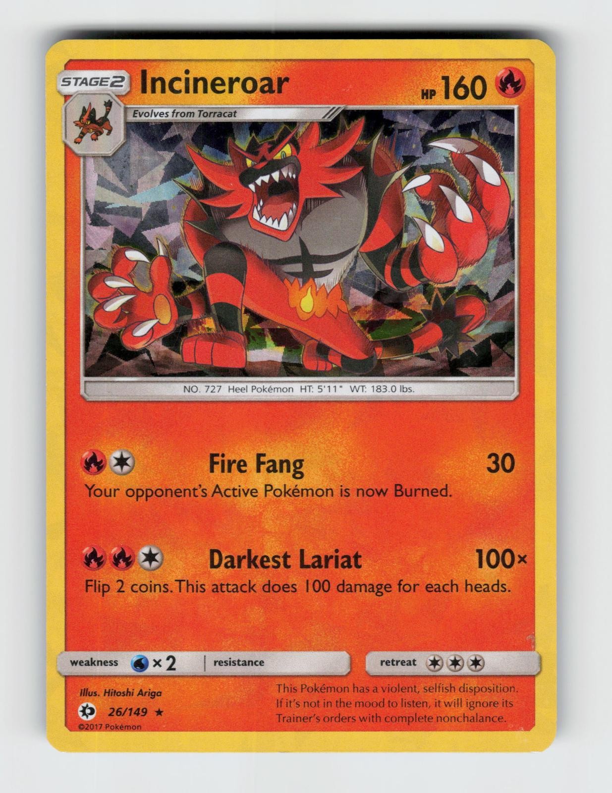 Incineroar (Cracked Ice Holo) 26/149 Holo Rare Deck Exclusives Pokemon LP