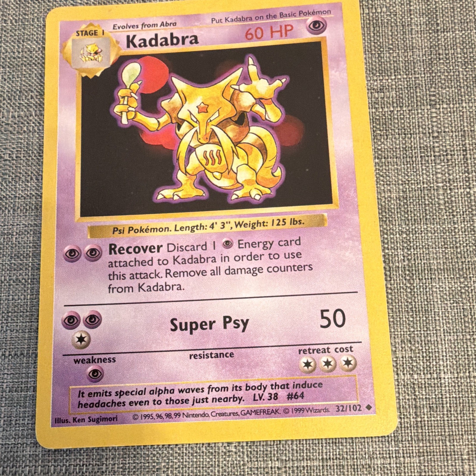 Wizards of the Coast Pokémon TCG Kadabra 32/102 Base Set Unlimited 60 HP English