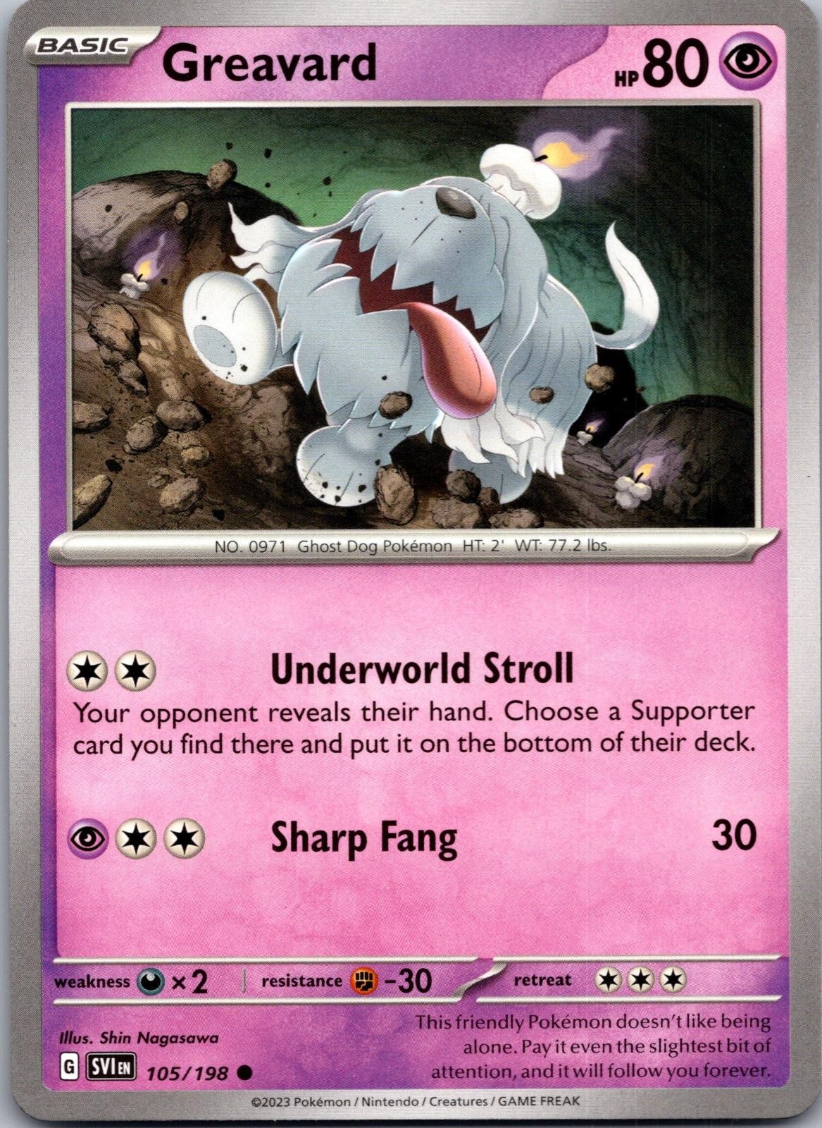 Greavard 105/198 Common Scarlet & Violet Pokemon Near Mint