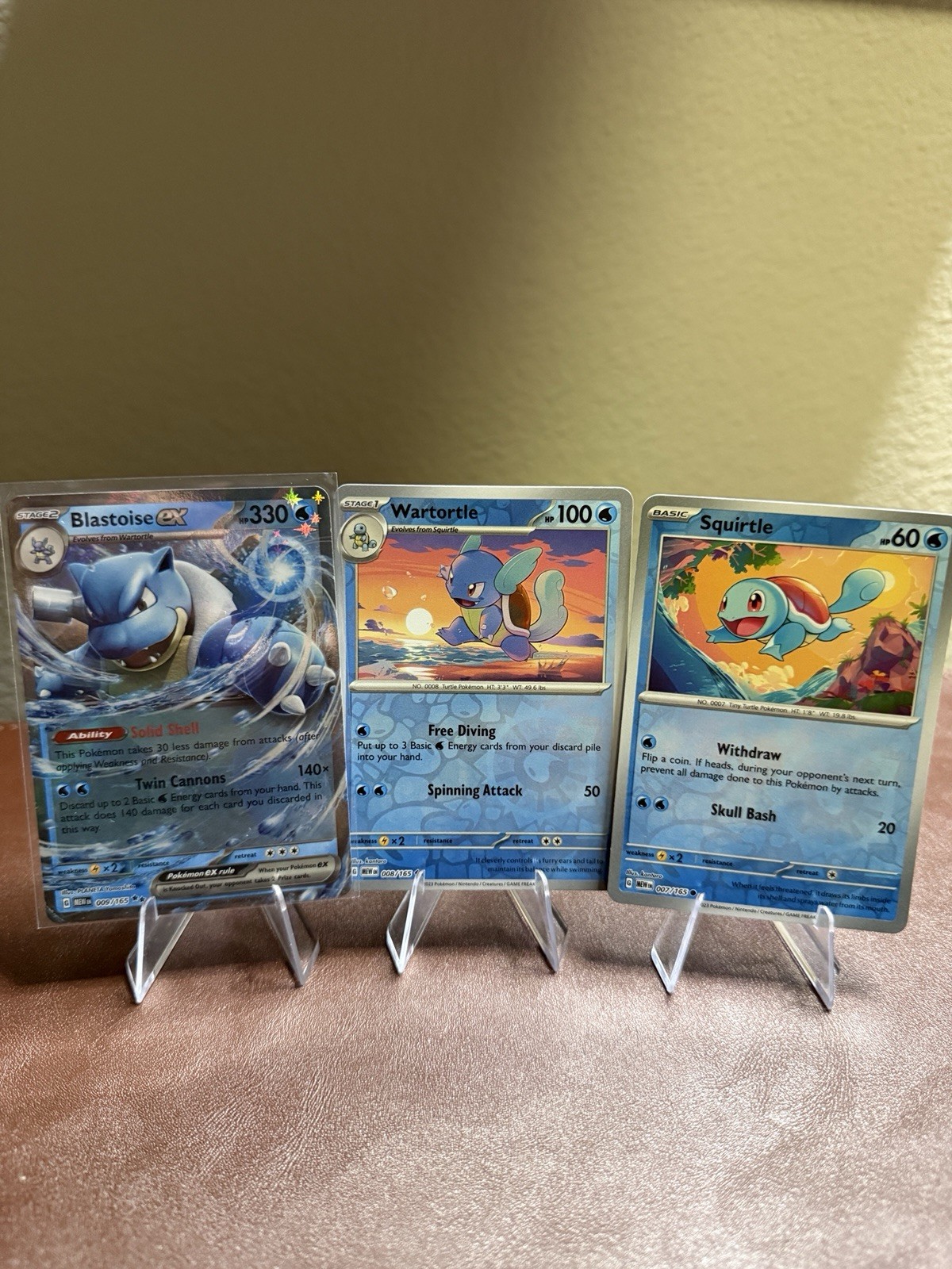 SQUIRTLE WARTORTLE BLASTOISE SET Pokemon 151 Complete Reverse Evo Line