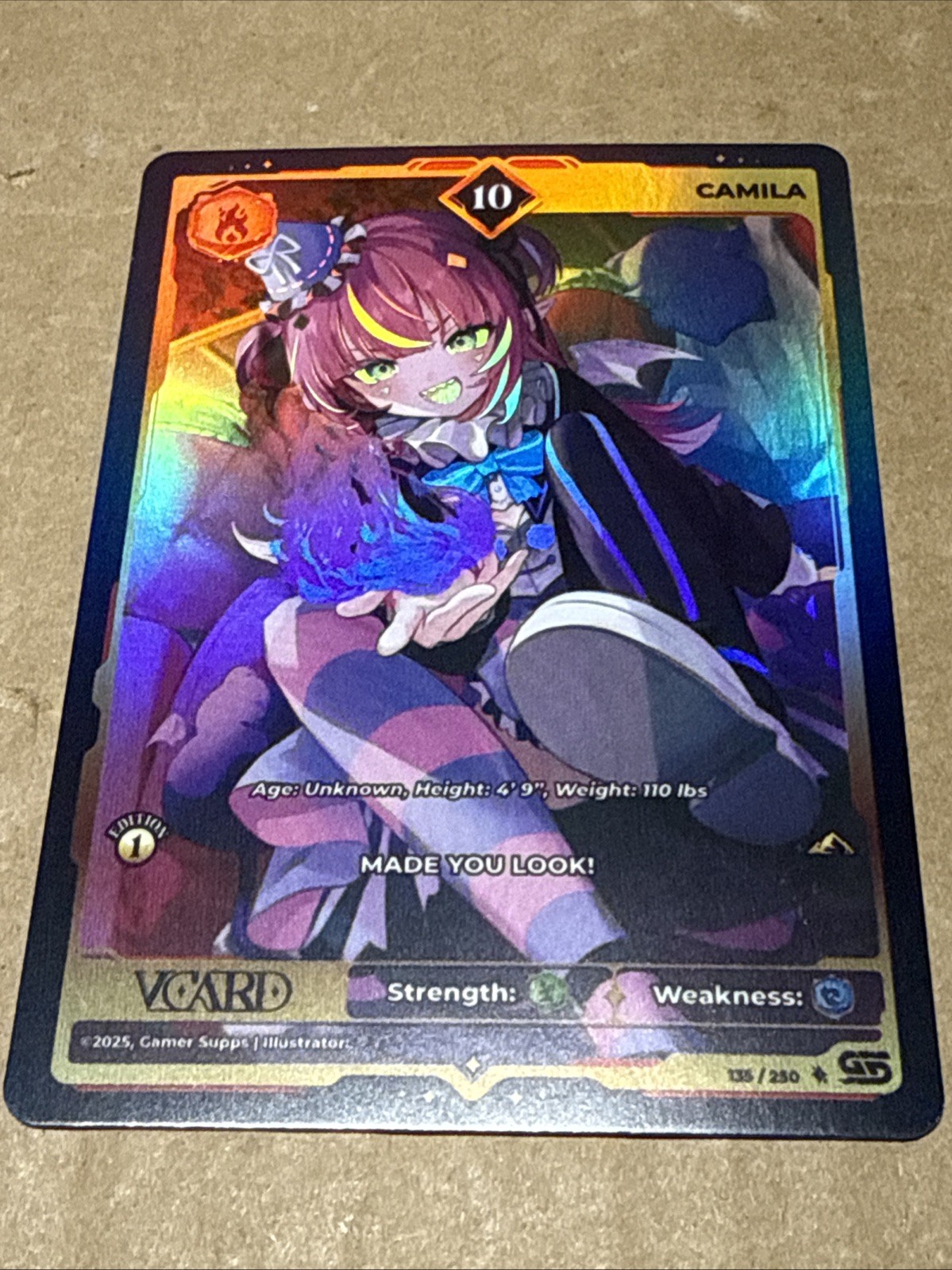 Gamersupps VCard Awakened Worlds First Edition Holo 10 VTuber Camila #135