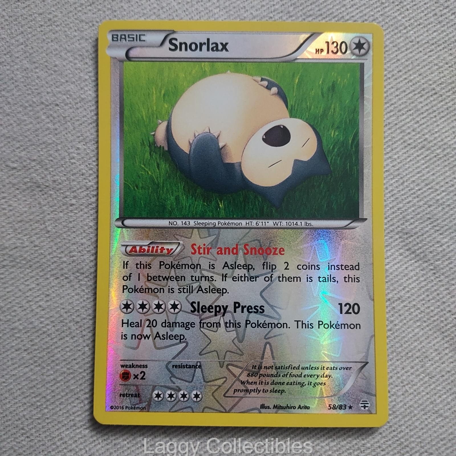Pokemon Generations 58/83 Snorlax – Reverse Holo Rare – Near Mint