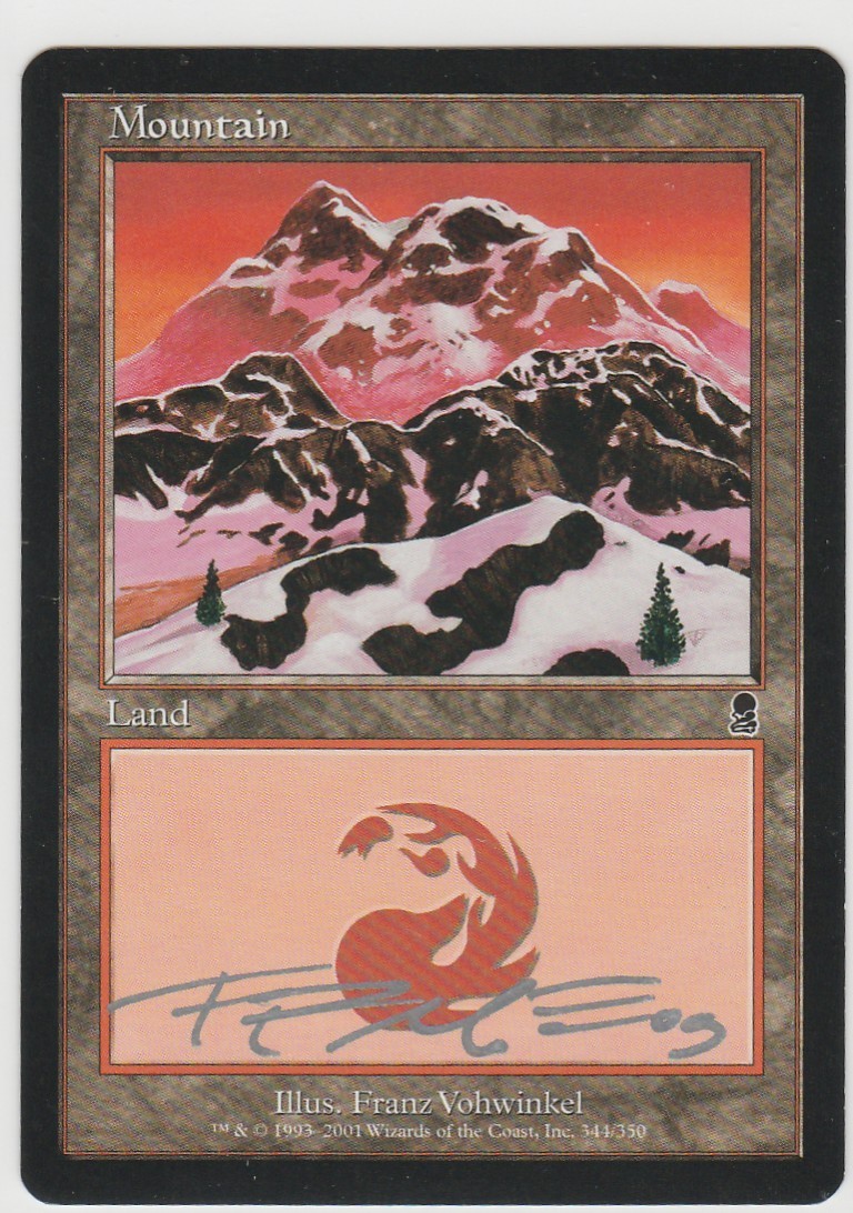 Magic the Gathering ~ Mountain (344 B) ~ M/NM ~ Odyssey ~ Signed by Artist #12