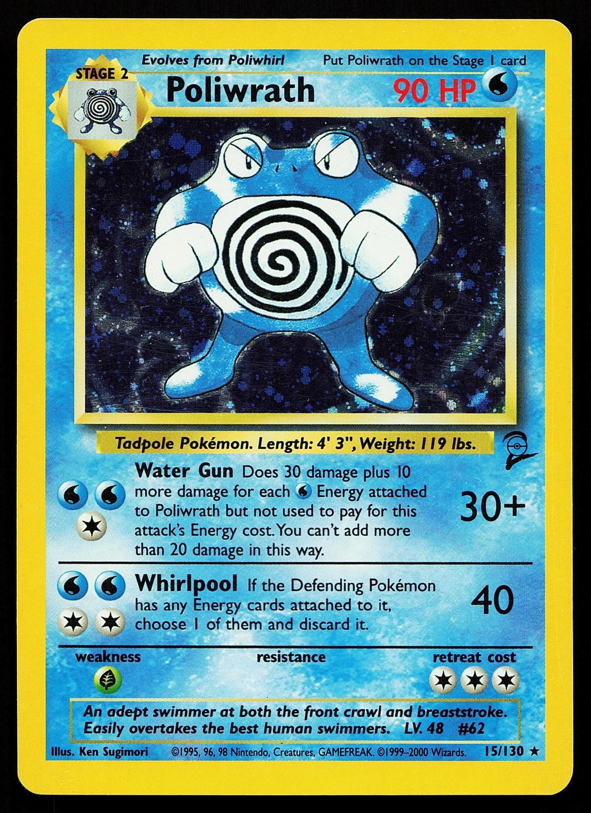 Poliwrath 15/130 Rare Base Set 2 Pokemon Card