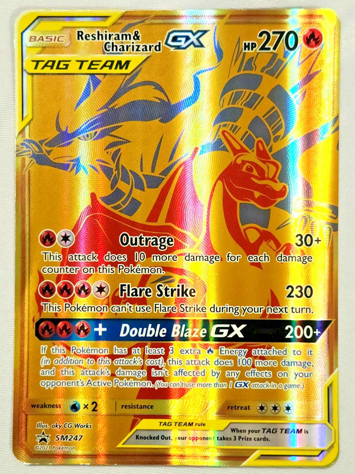 2021 Pokemon TCG Reshiram & Charizard GX Tag Team SM248 Oversized Excellent-NM/M