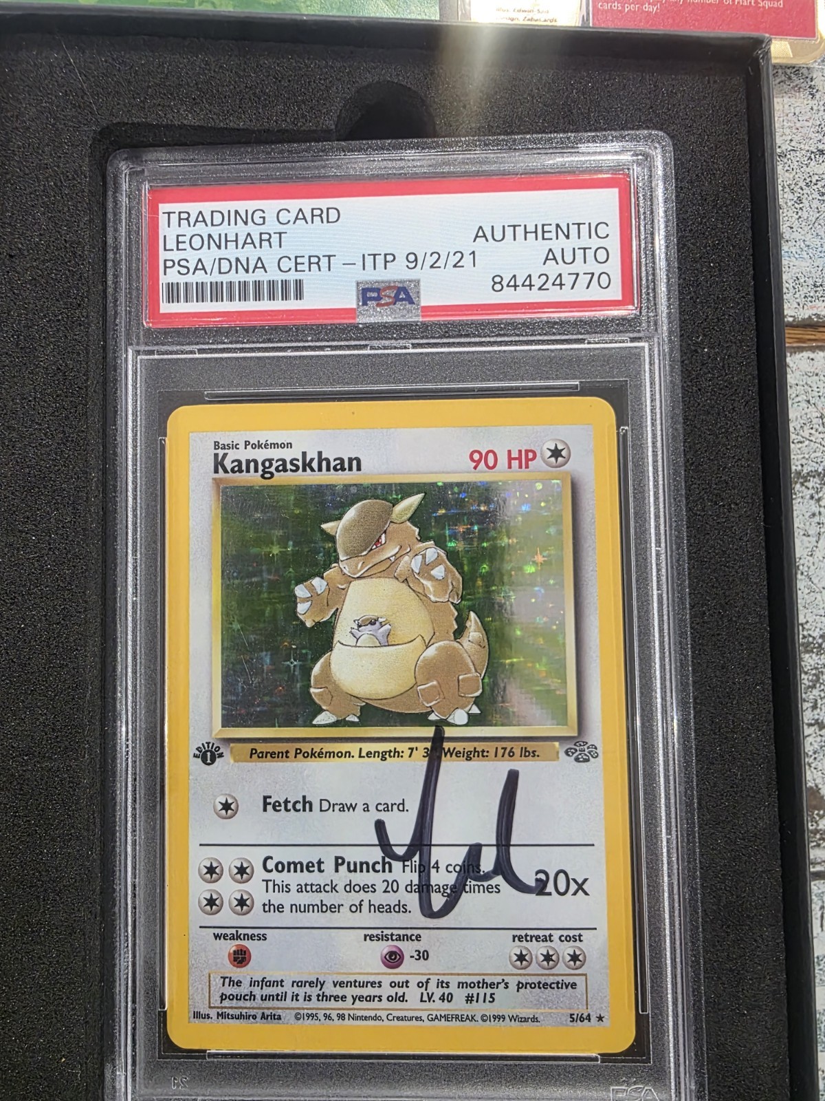 Leonhart Boxed Set. Gold Card Signed + Kangaskhan 1st Ed Psa Signed