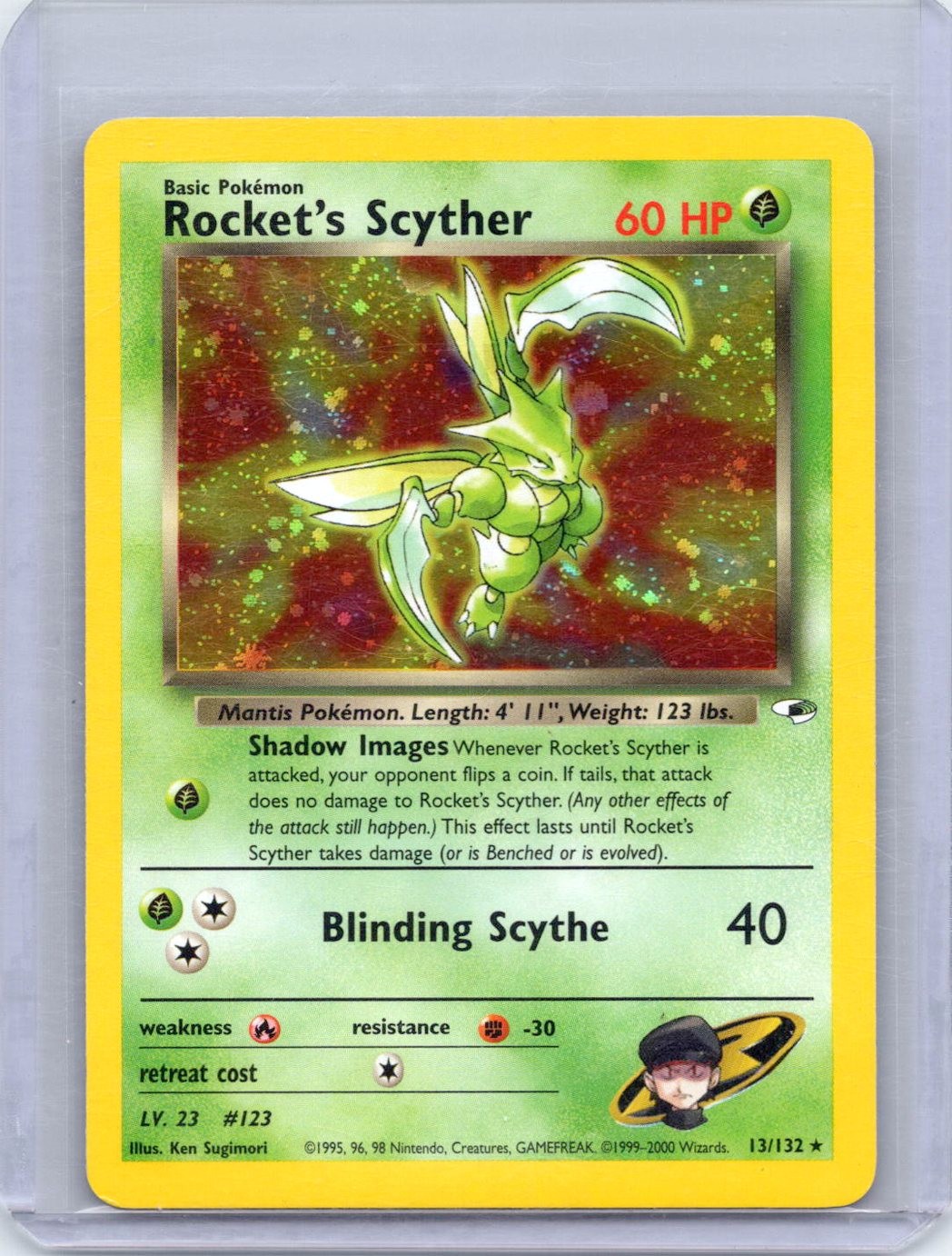 Rocket’s Scyther 13/132 Holo Rare Gym Heroes Pokemon Unlimited Holo LP