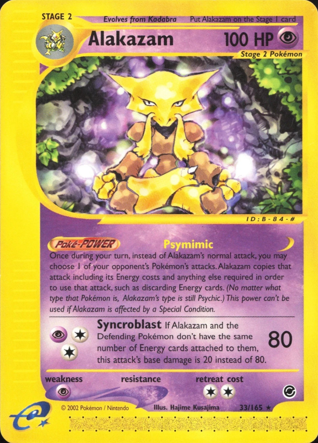 2002 POKEMON EXPEDITION SET #33/165 ALAKAZAM Moderately Played