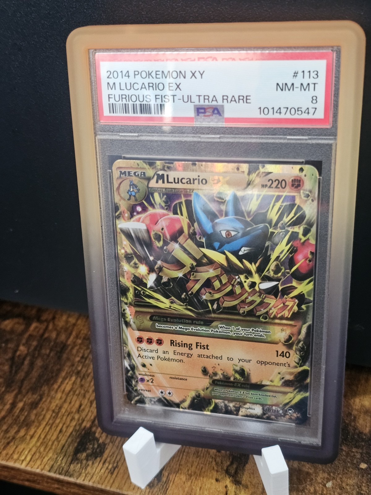 Mega Lucario EX 113/111″ Secret Rare Holo Card XY Furious Fists PSA 8