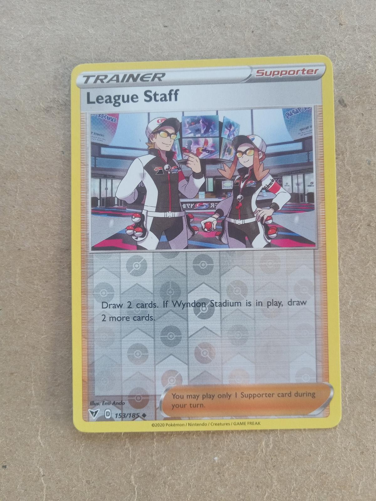 League Staff 153/185 Uncommon Vivid Voltage Pokemon Reverse Holo Lightly Played