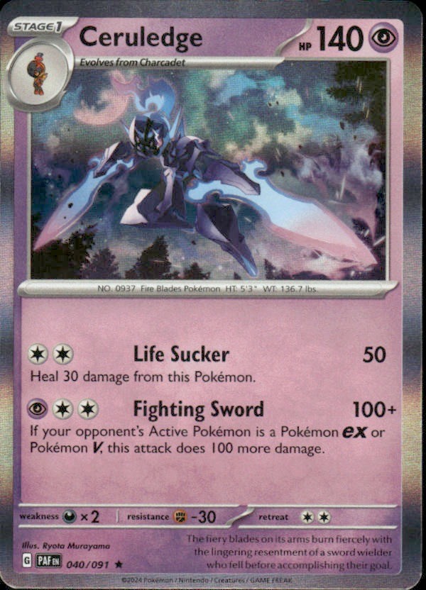 CERULEDGE 040/091 PALDEAN FATES RARE HOLO POKEMON RYOTA MURAYAMA
