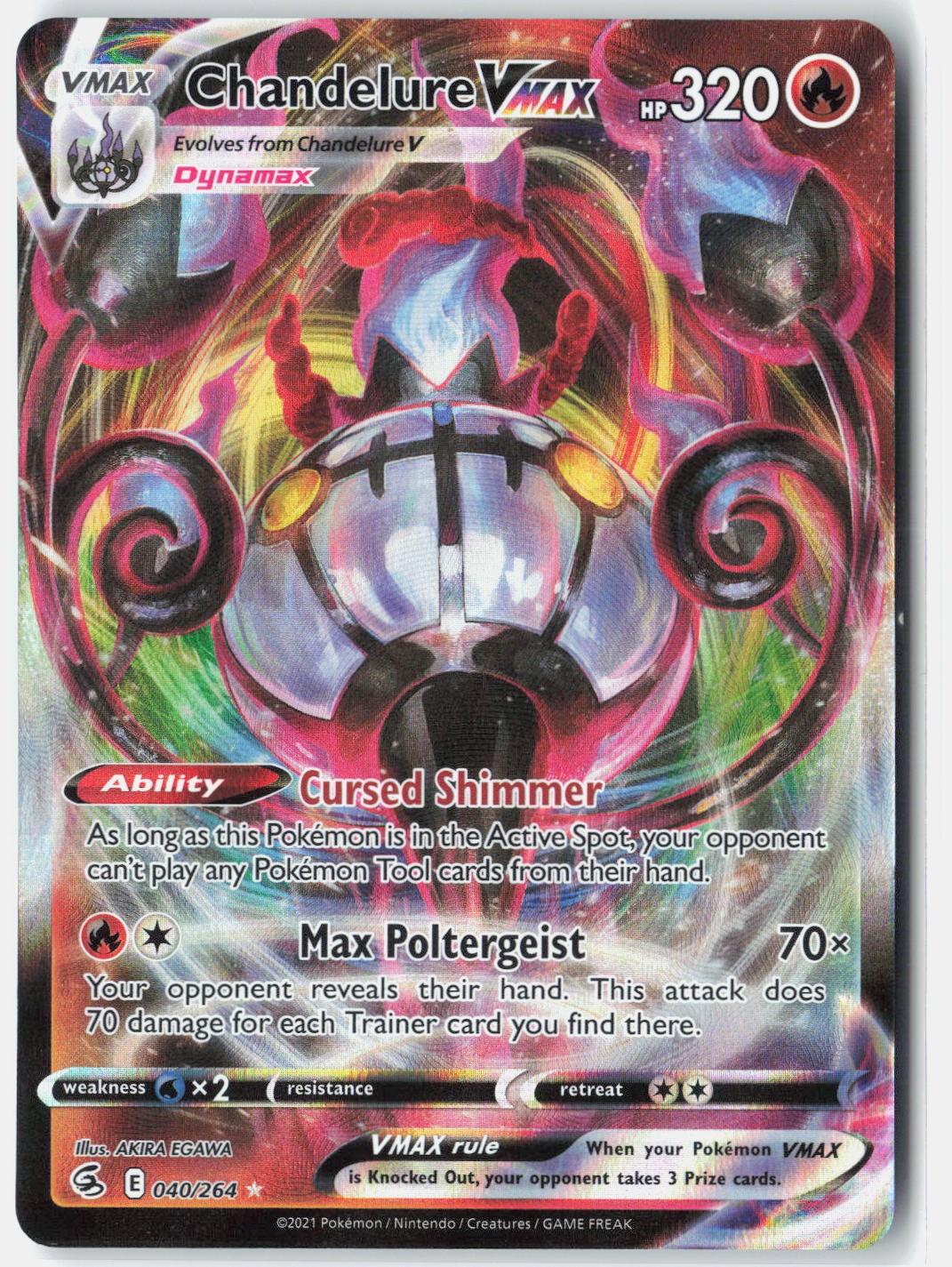 Chandelure VMAX SWSH08: Fusion Strike 040/264 Pokemon Card Holo