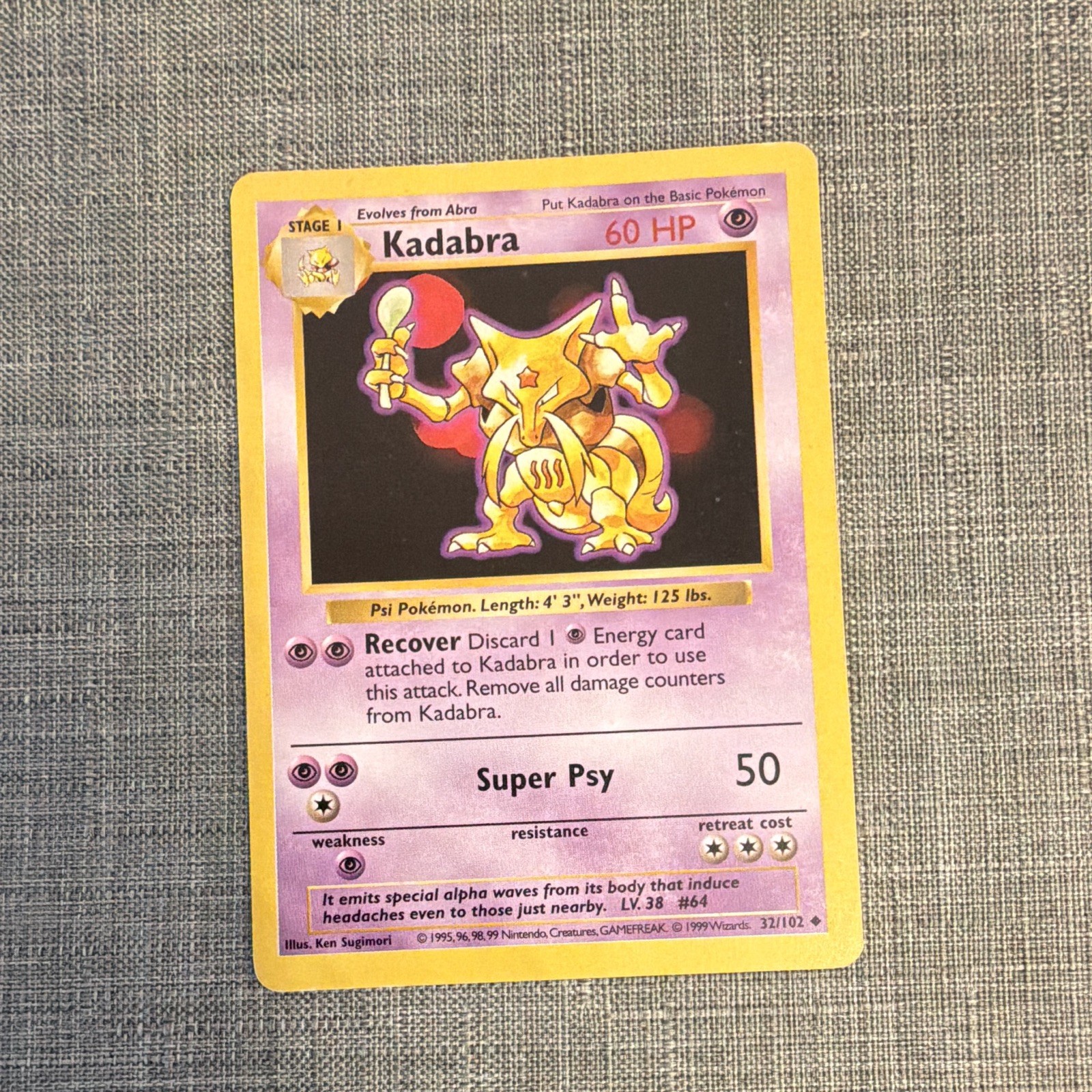 Wizards of the Coast Pokémon TCG Kadabra 32/102 Base Set Unlimited 60 HP English