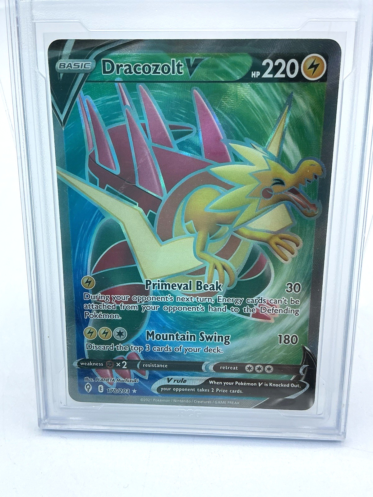 Pokemon 2021 Dracozolt V Card Evolving Skies Full Ultra Rare 178/203 PCG 9.5