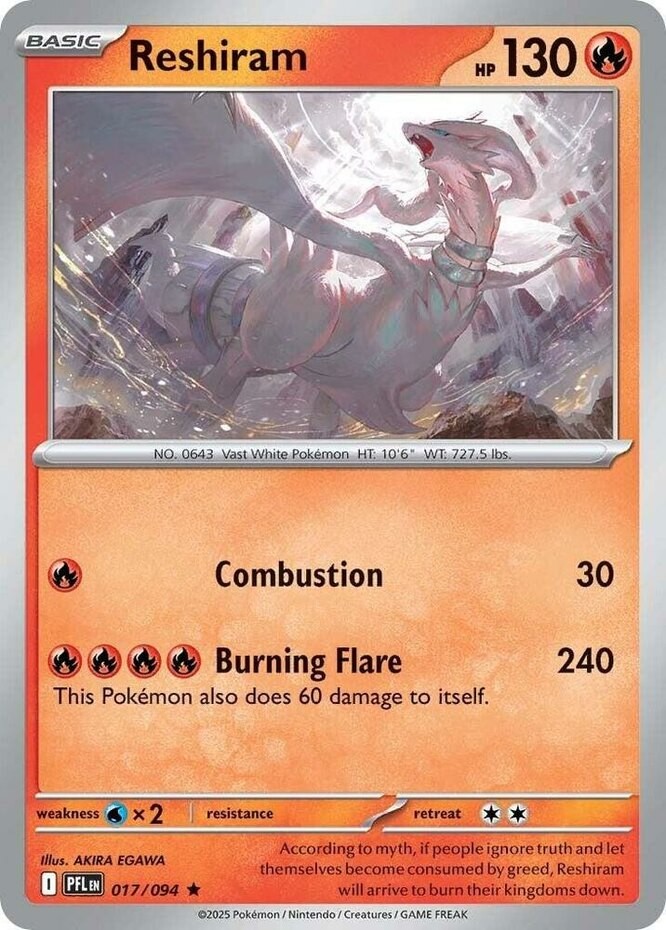 Reshiram – 017/094 – Rare – Reverse Holo – Near Mint