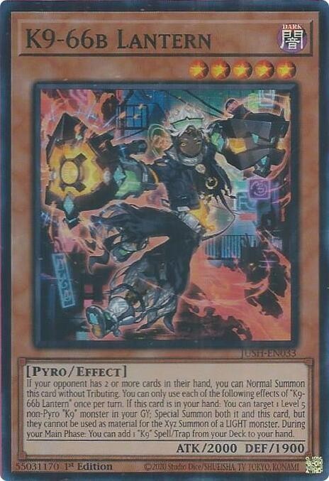 K9-66b Lantern JUSH-EN033 Justice Hunters 1st Edition Super Rare SR NM Yugioh